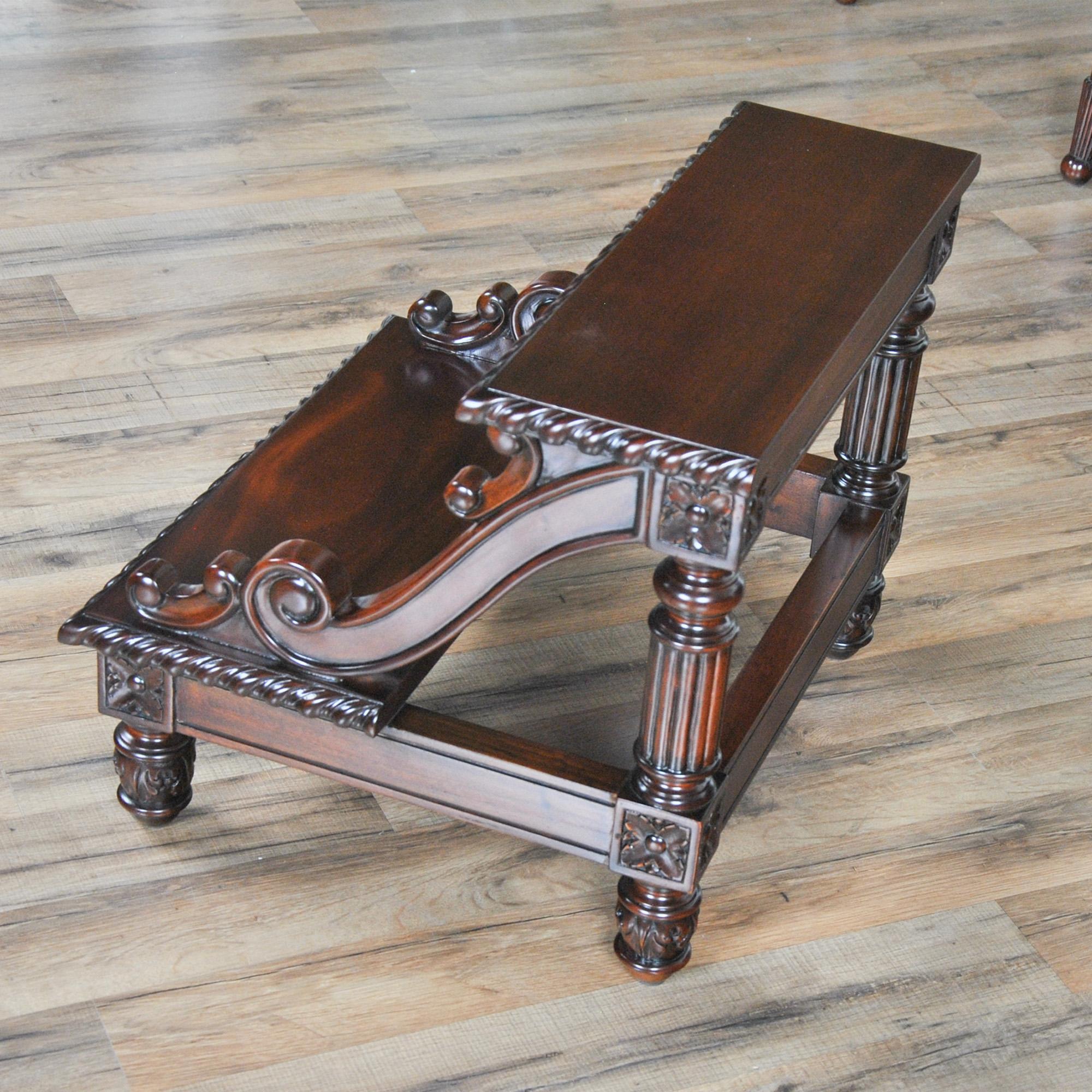 Hand-Carved Carved Mahogany Bed Step For Sale