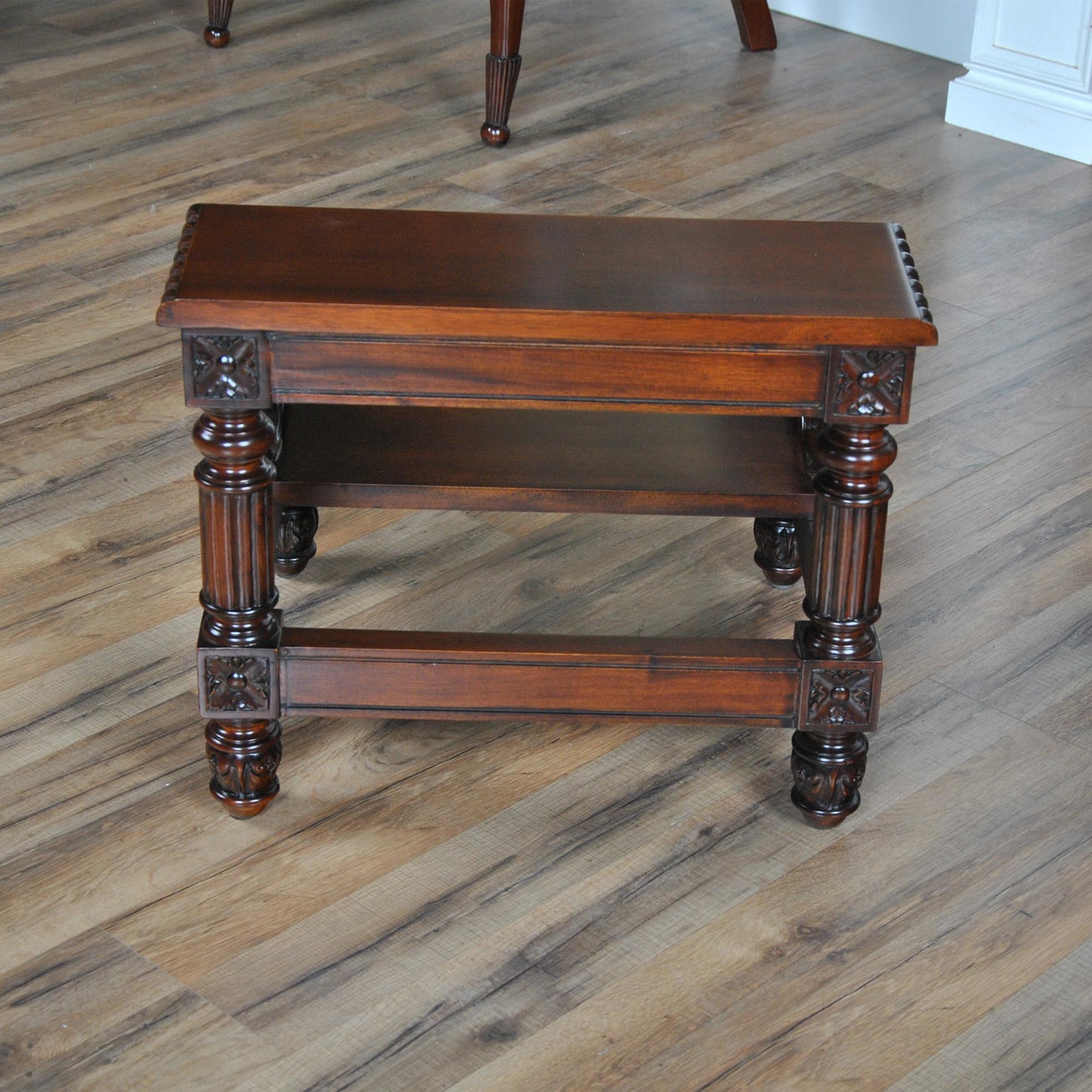 Contemporary Carved Mahogany Bed Step For Sale
