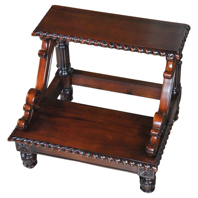 Carved Mahogany Bed Step For Sale at 1stDibs
