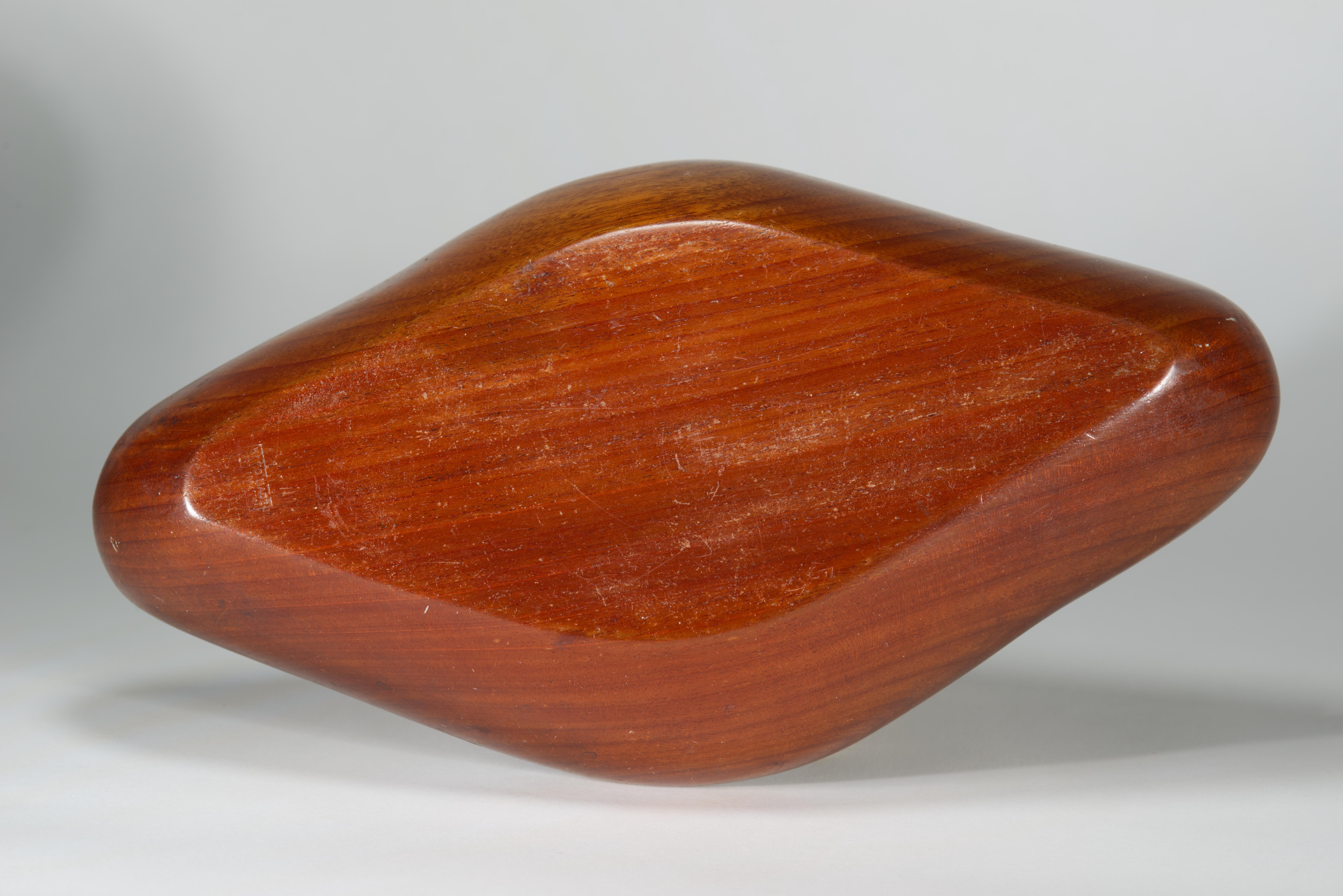 20th Century Carved Mahogany Bowl in Style of Arthur Umanoff, Mid Century Modern For Sale