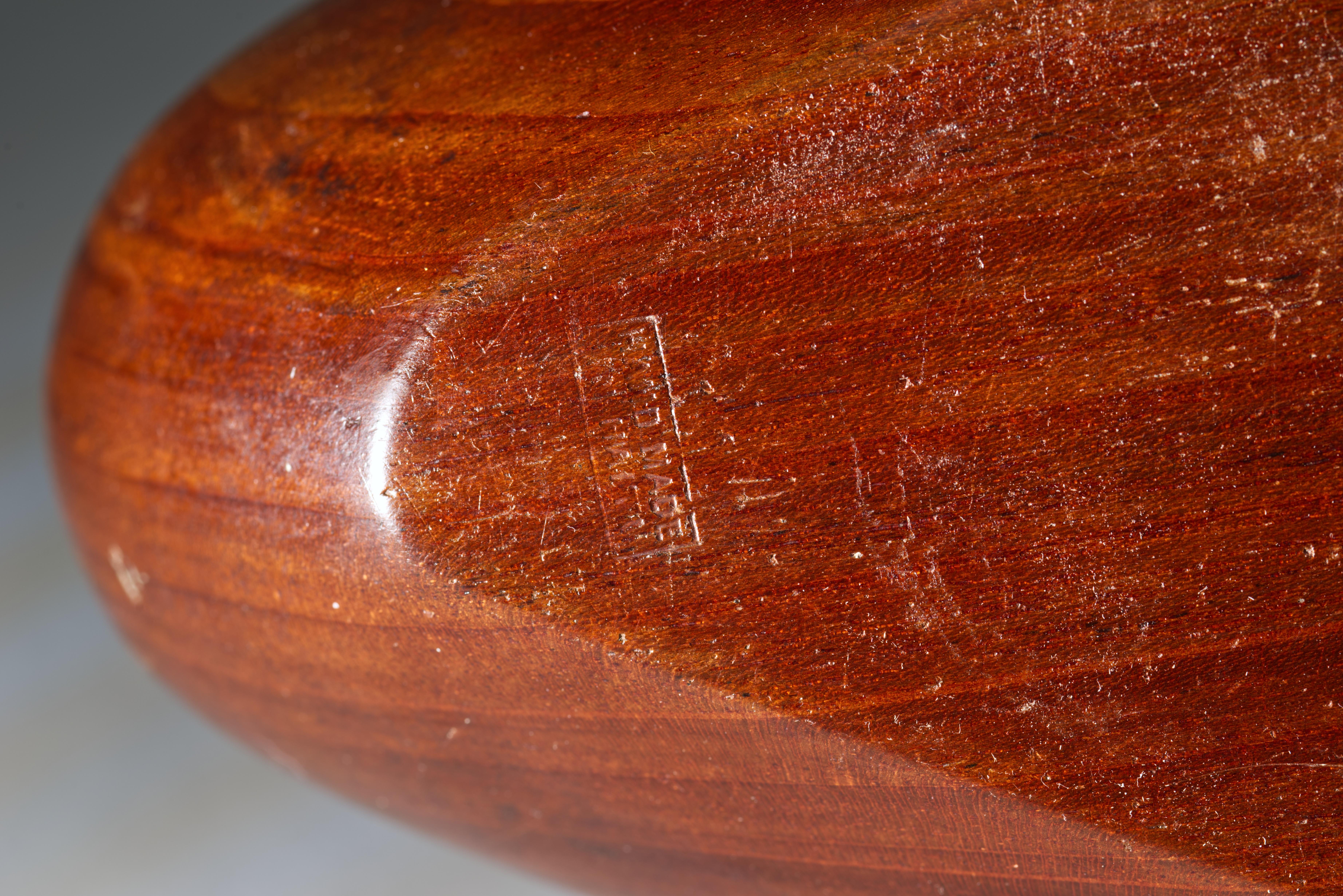 Wood Carved Mahogany Bowl in Style of Arthur Umanoff, Mid Century Modern For Sale