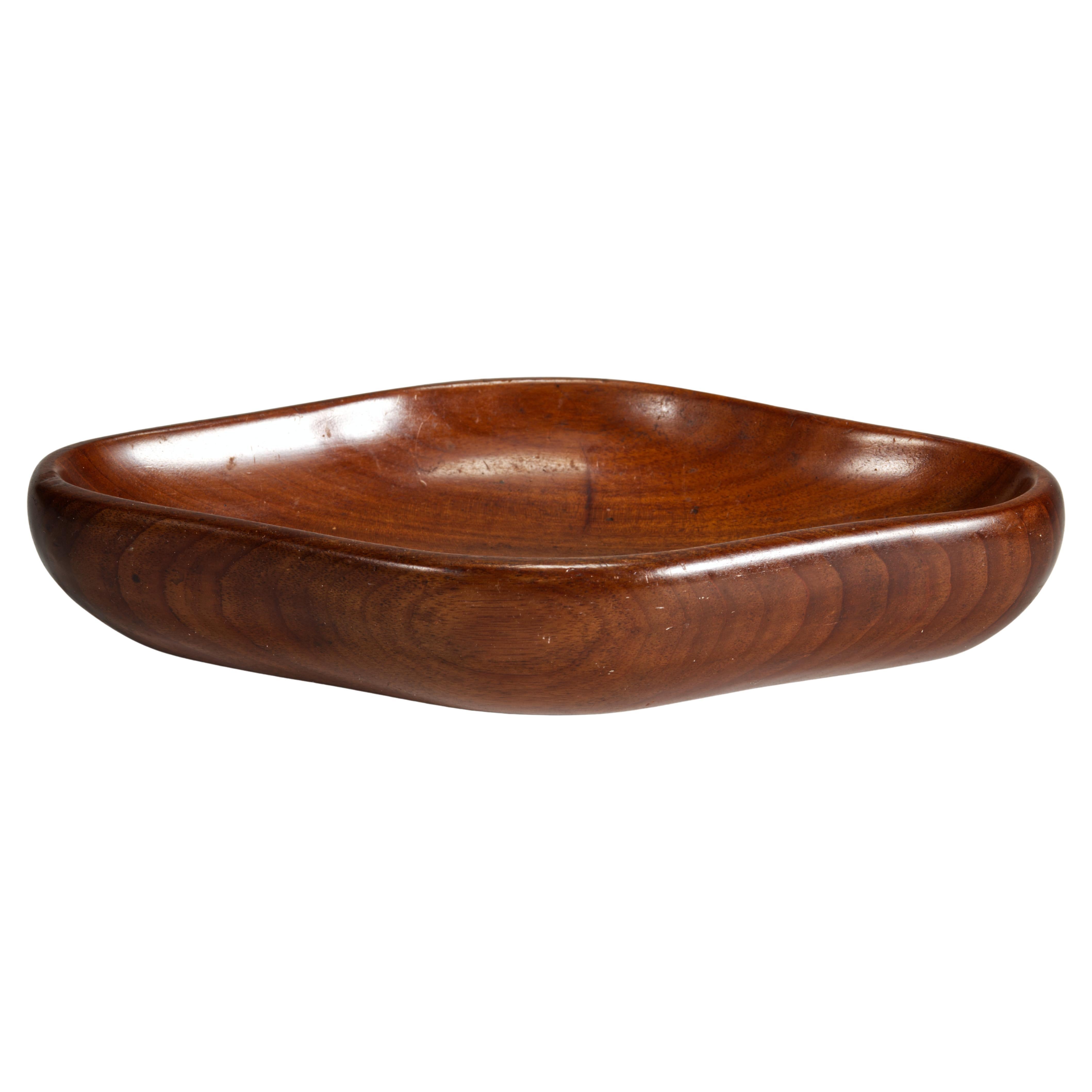 Carved Mahogany Bowl in Style of Arthur Umanoff, Mid Century Modern For Sale