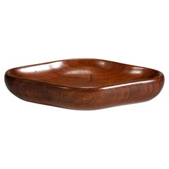 Carved Mahogany Bowl in Style of Arthur Umanoff, Mid Century Modern