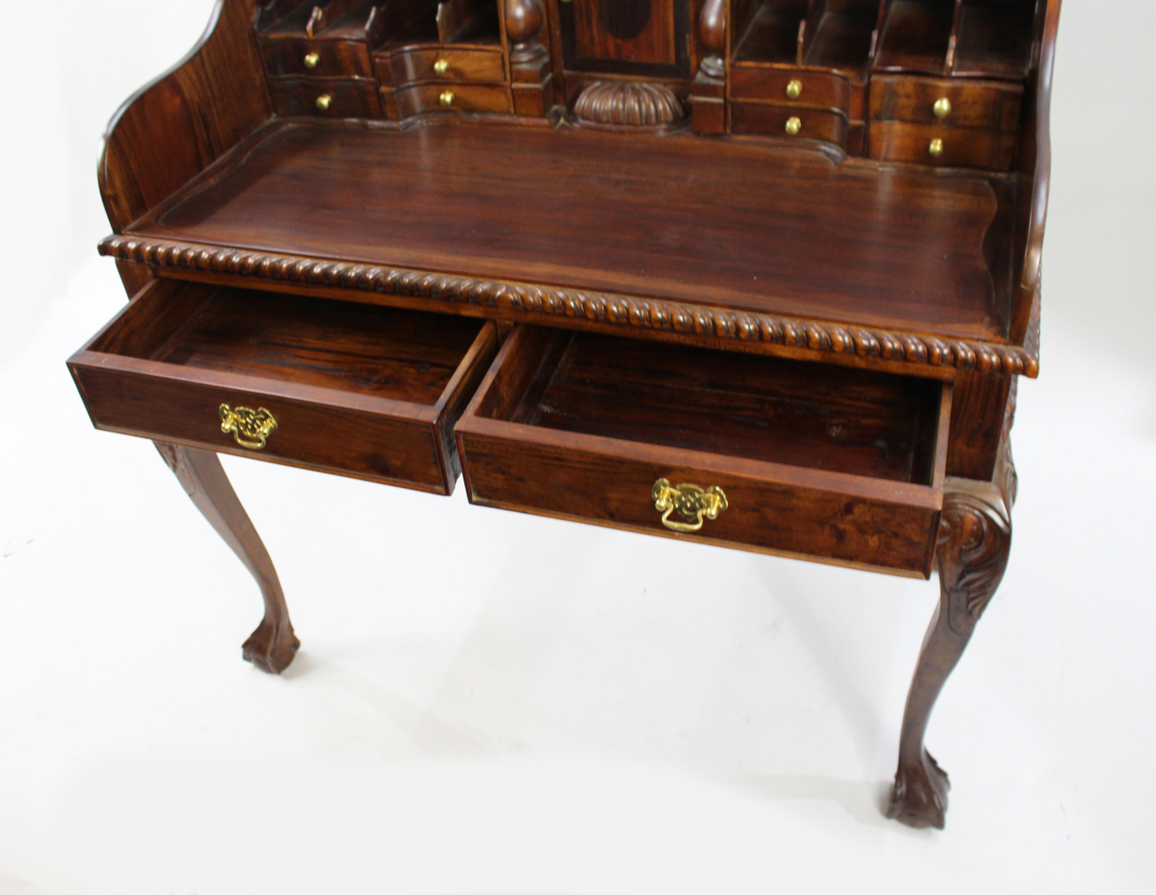 Carved Mahogany Bureau Desk with Ball & Claw Feet 4
