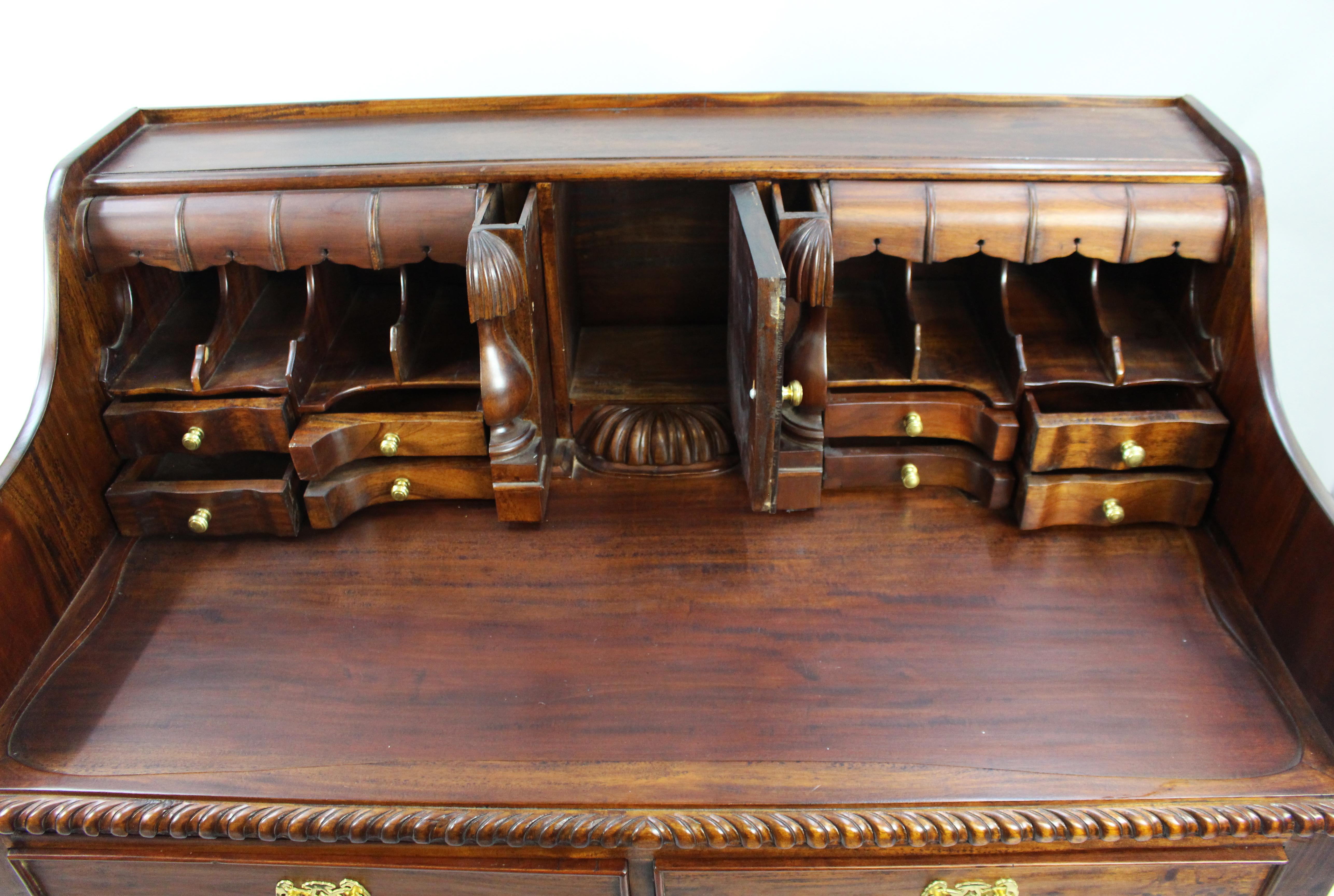 Carved Mahogany Bureau Desk with Ball & Claw Feet 1