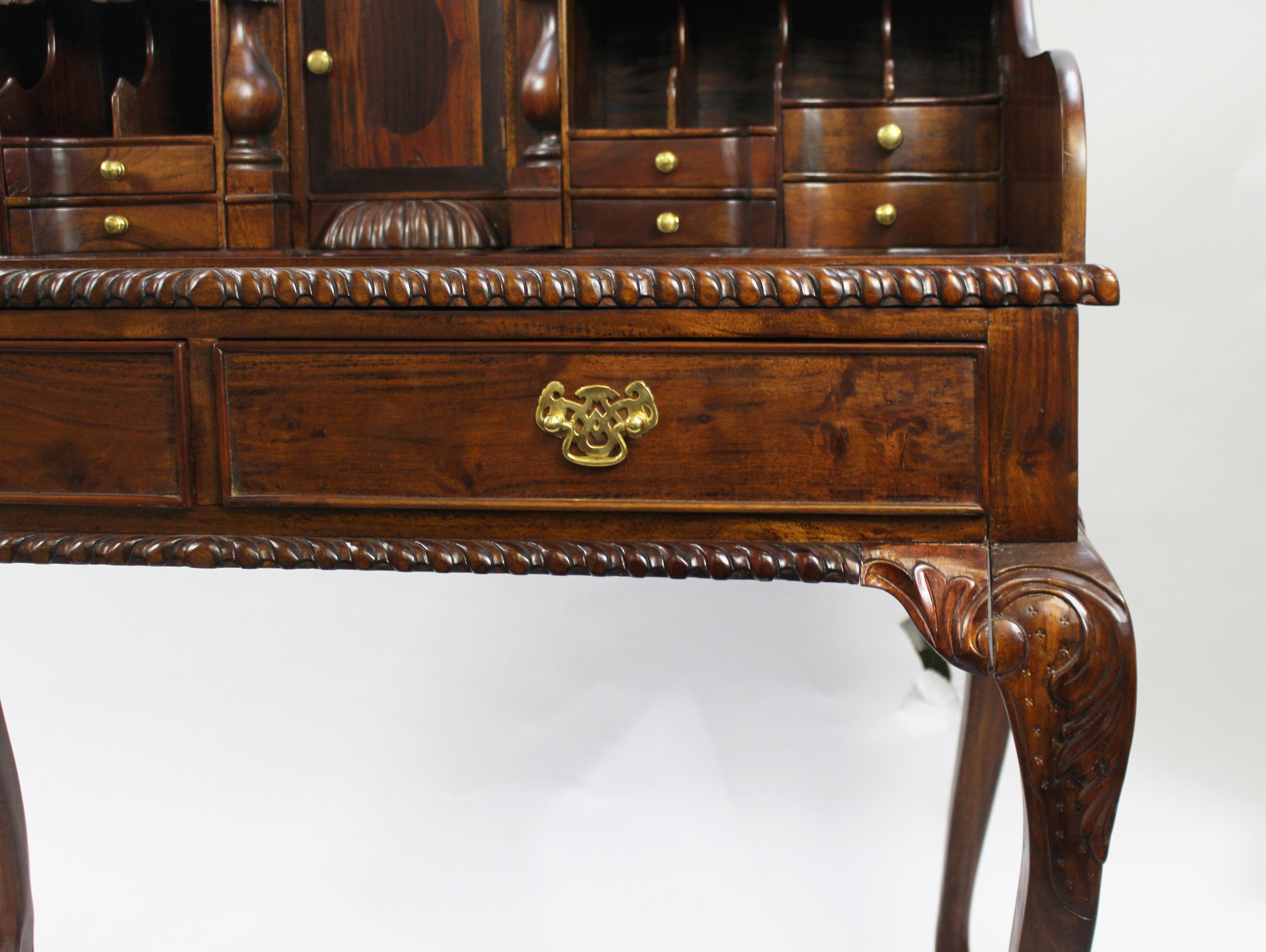 Carved Mahogany Bureau Desk with Ball & Claw Feet 3