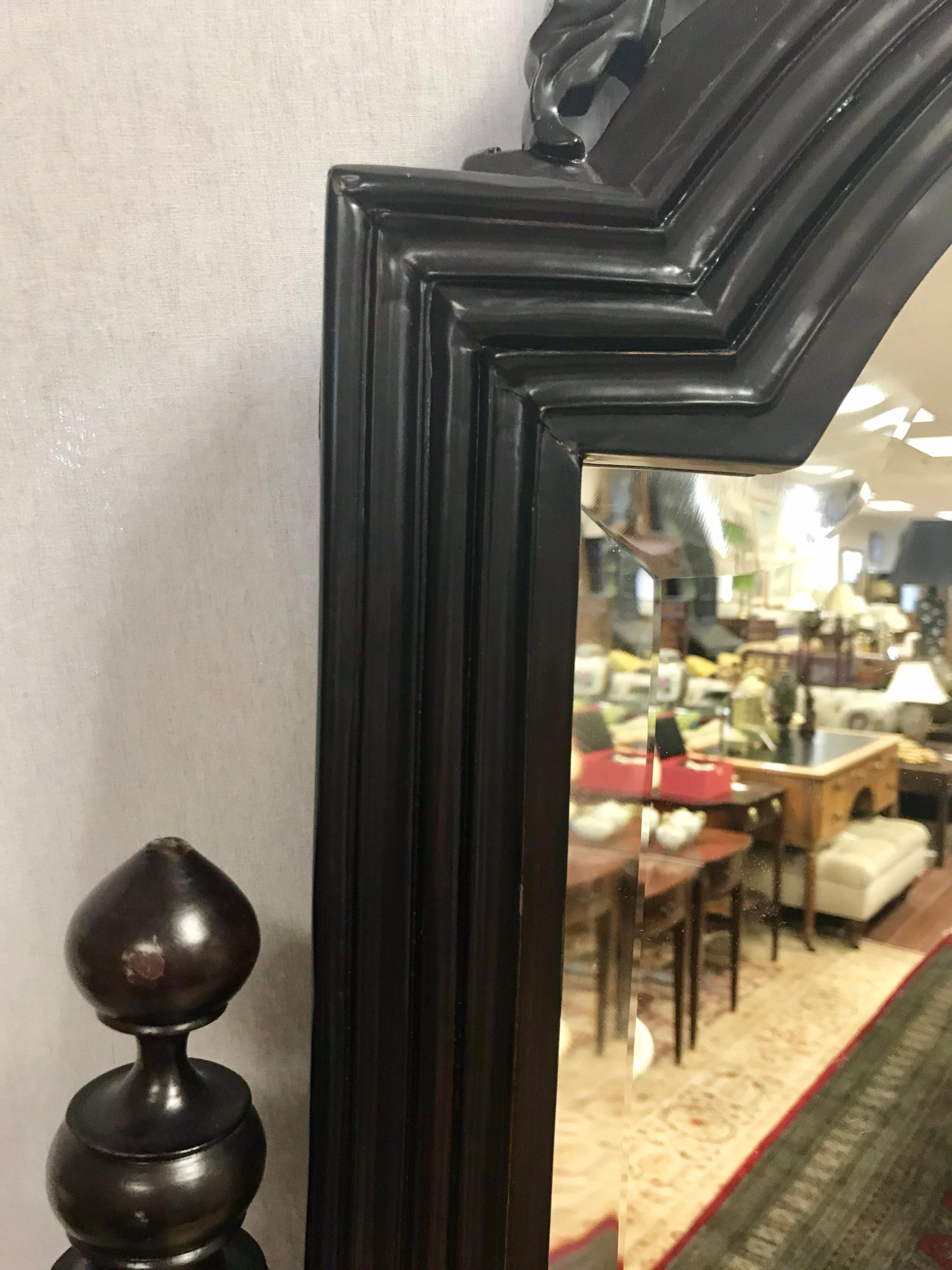 Regency Ornate Carved Mahogany Cheval Floor Mirror