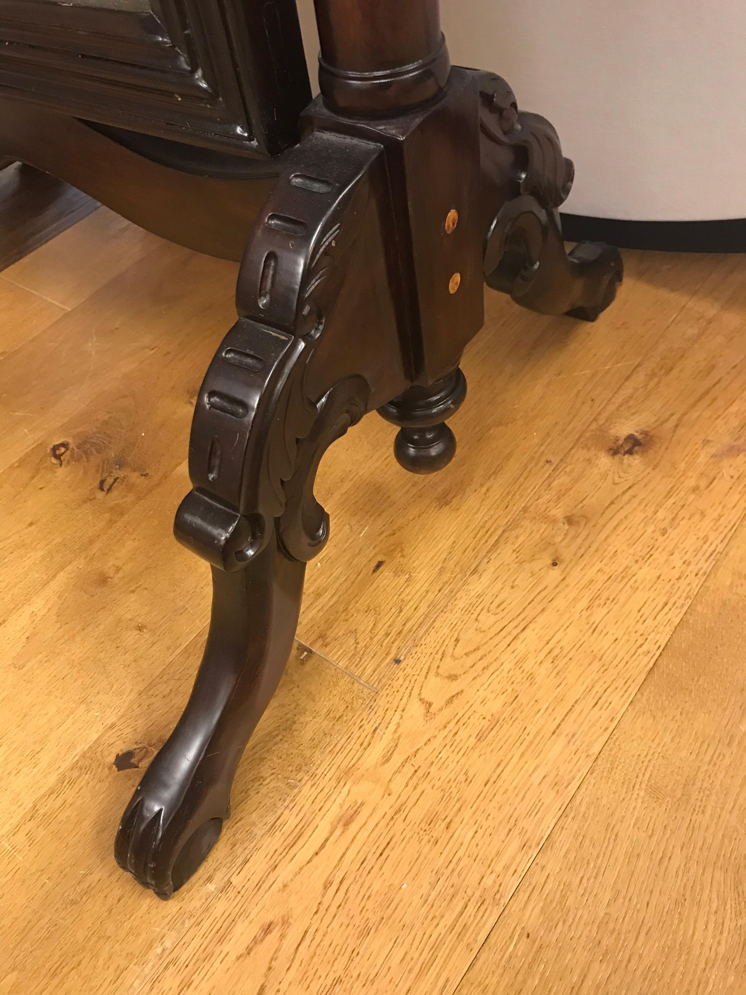 American Ornate Carved Mahogany Cheval Floor Mirror