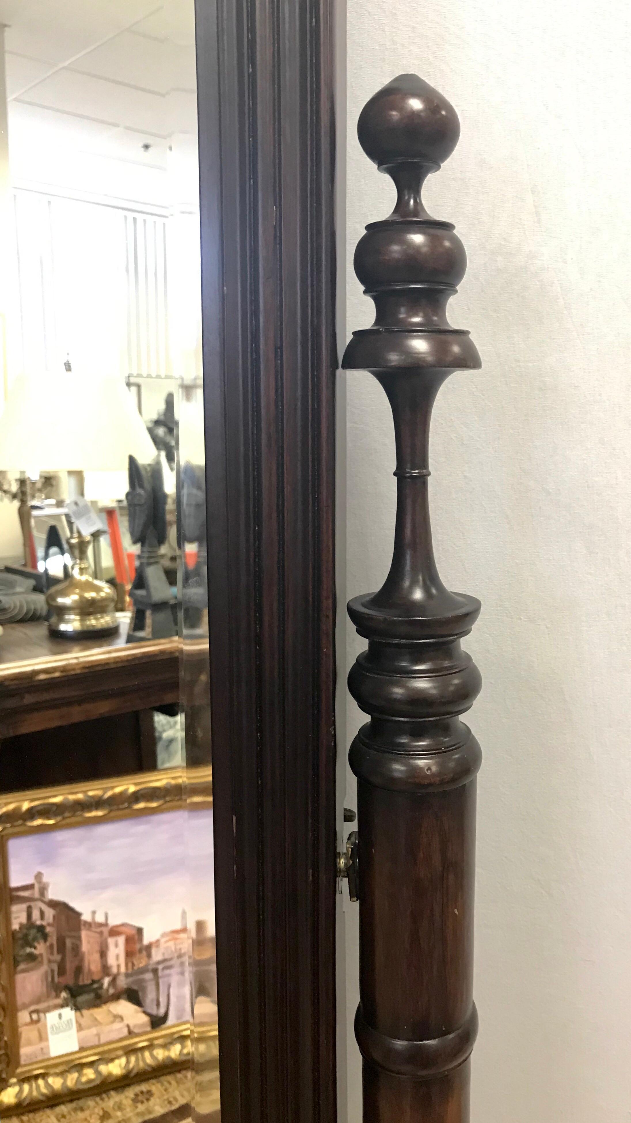 Mid-20th Century Ornate Carved Mahogany Cheval Floor Mirror