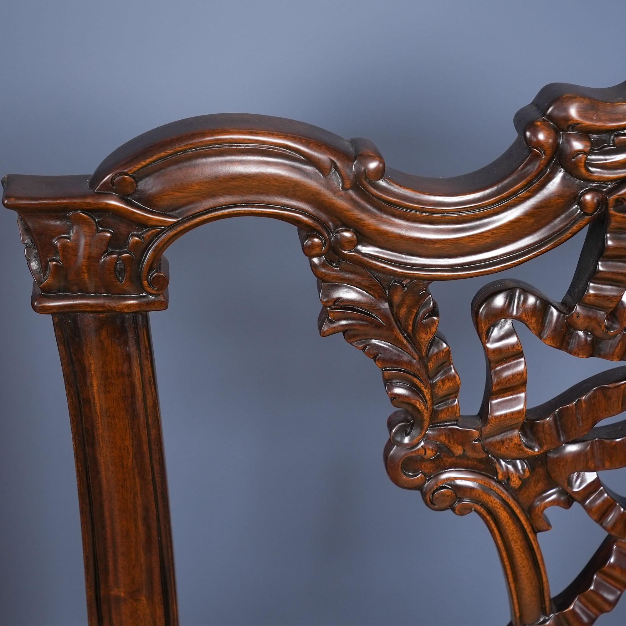 Sedie Chippendale in mogano intagliato, set di 10 pezzi in vendita 10