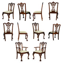 Carved Mahogany Chippendale Chairs, Set of 10