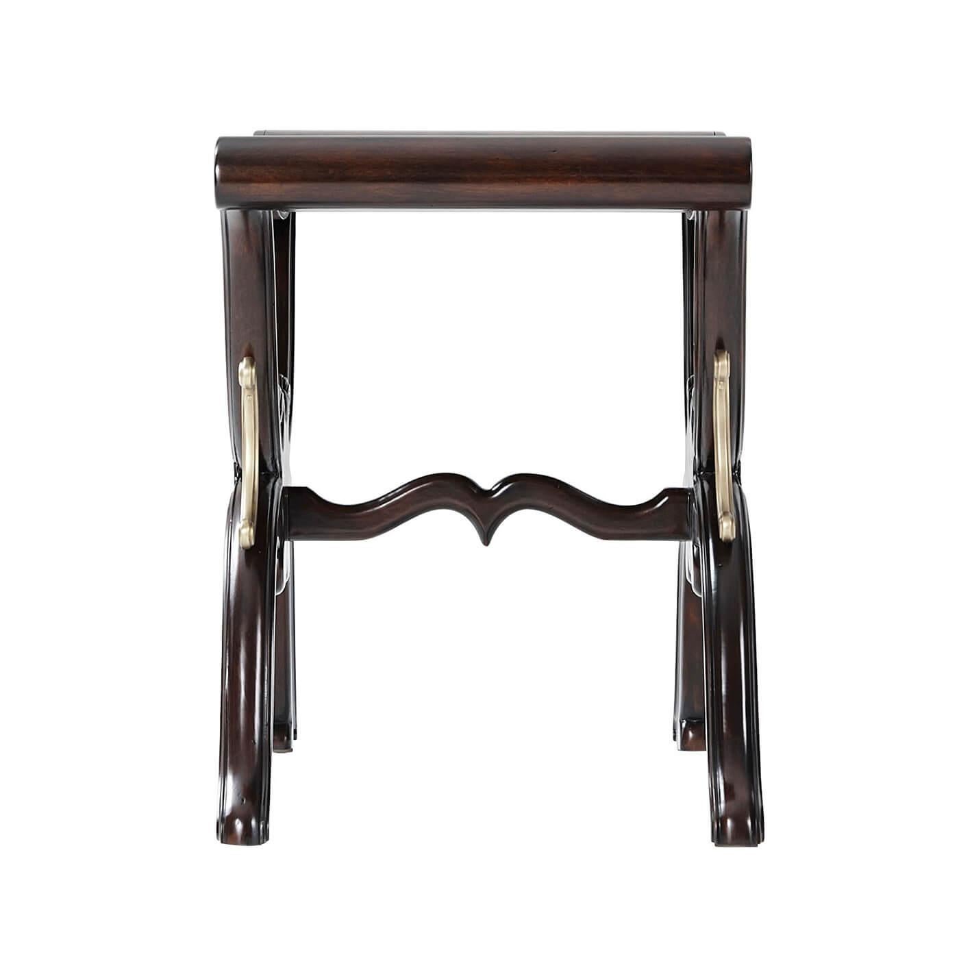 Vietnamese Carved Mahogany Chippendale Hall Stool