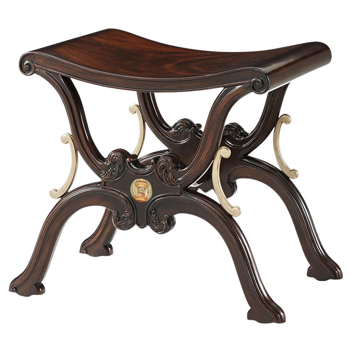 Carved Mahogany Chippendale Hall Stool