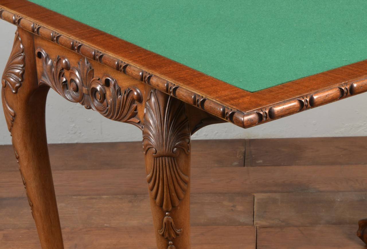 English Carved Mahogany Chippendale Style Card Table or Side Table