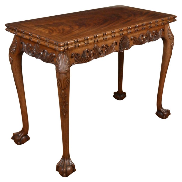 Carved Mahogany Chippendale Style Card Table or Side Table For Sale