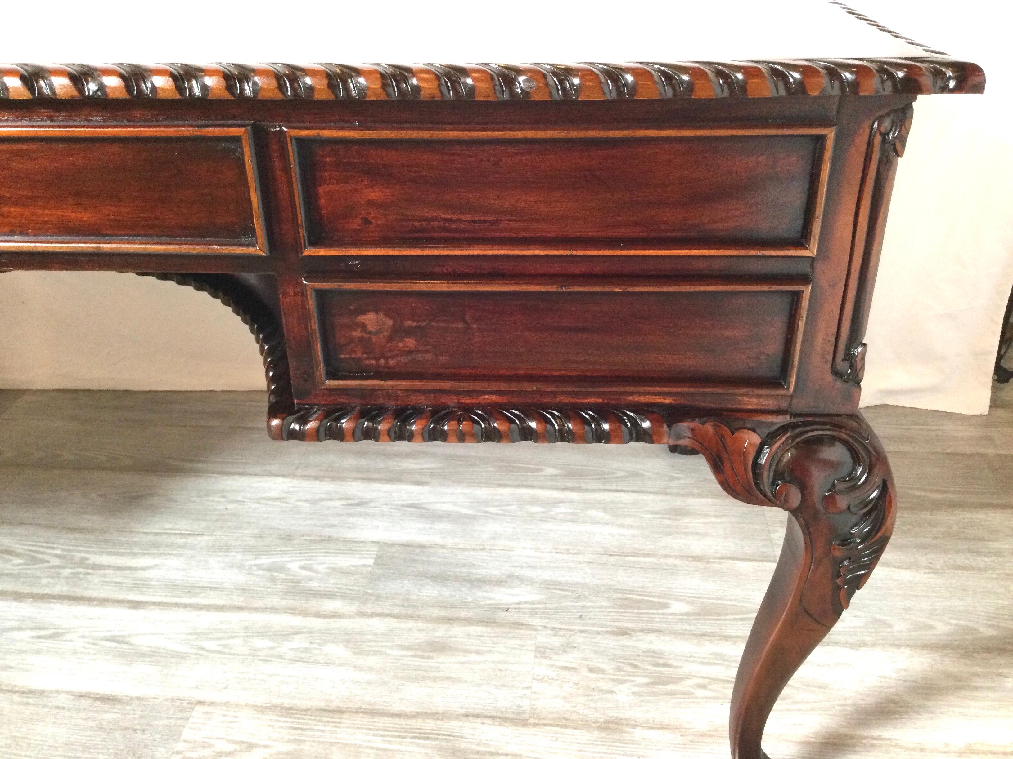 Early 20th Century Carved Mahogany Chippendale Style Desk 4