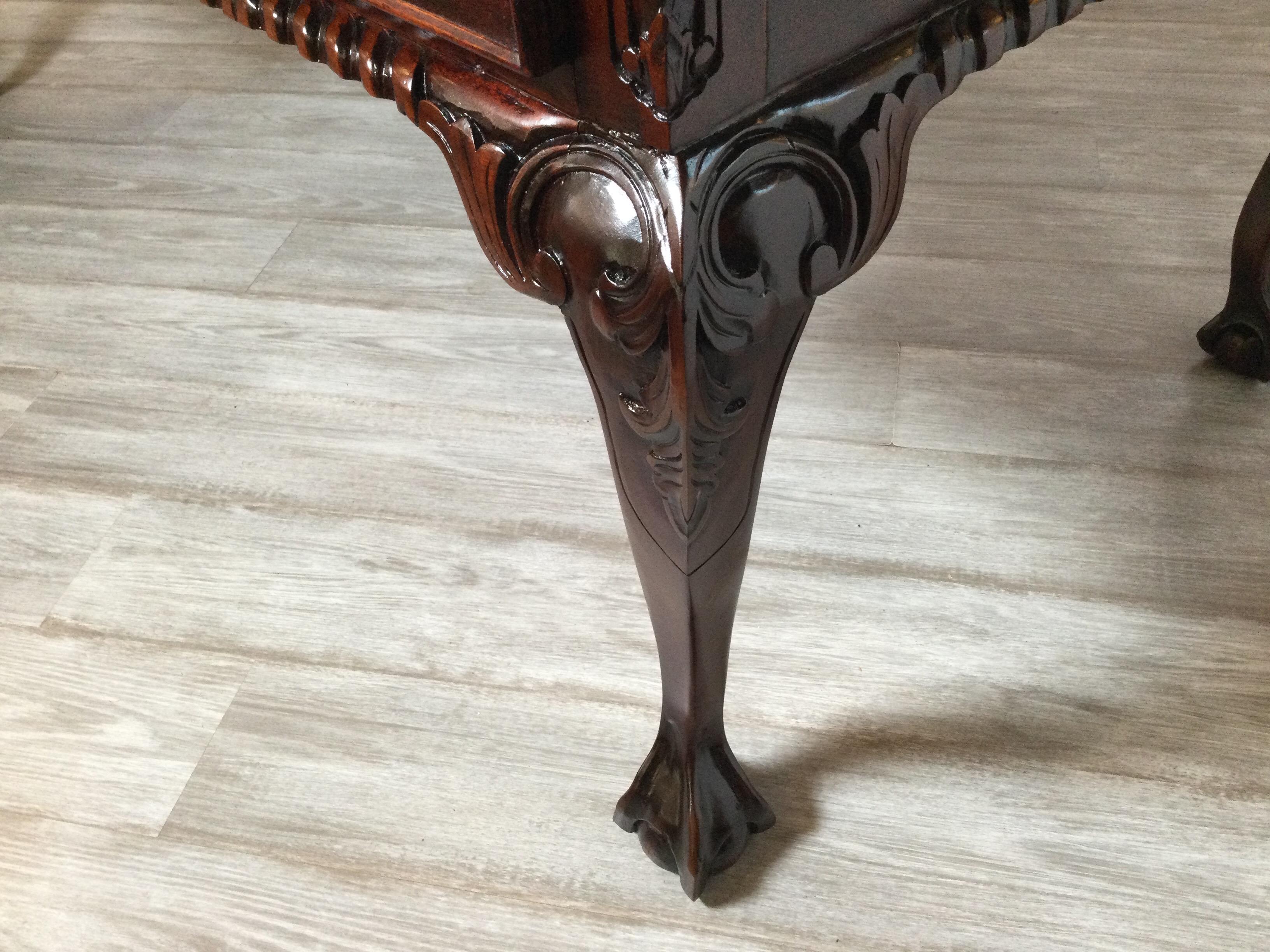 Early 20th Century Carved Mahogany Chippendale Style Desk 1