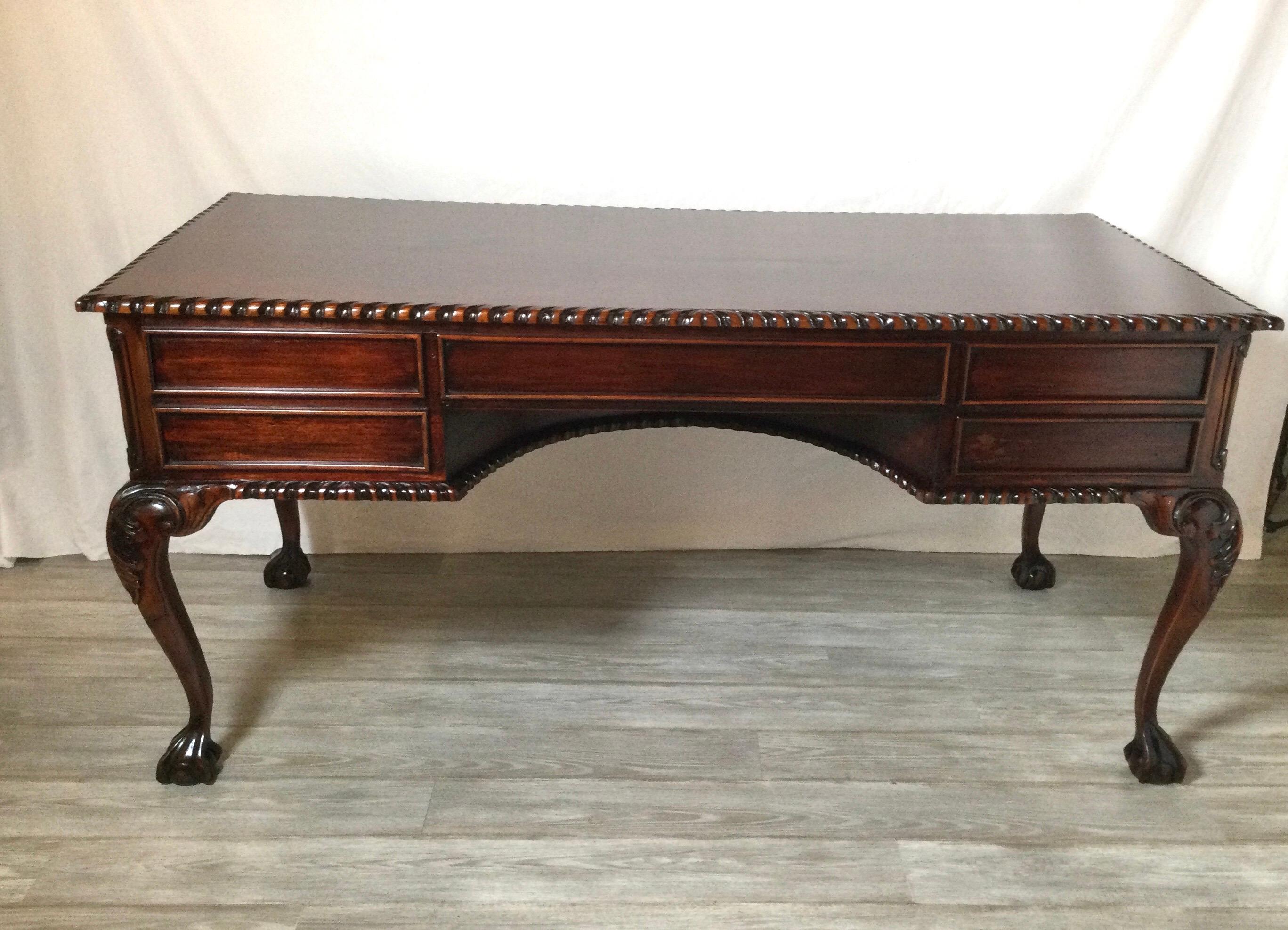 Early 20th Century Carved Mahogany Chippendale Style Desk 3