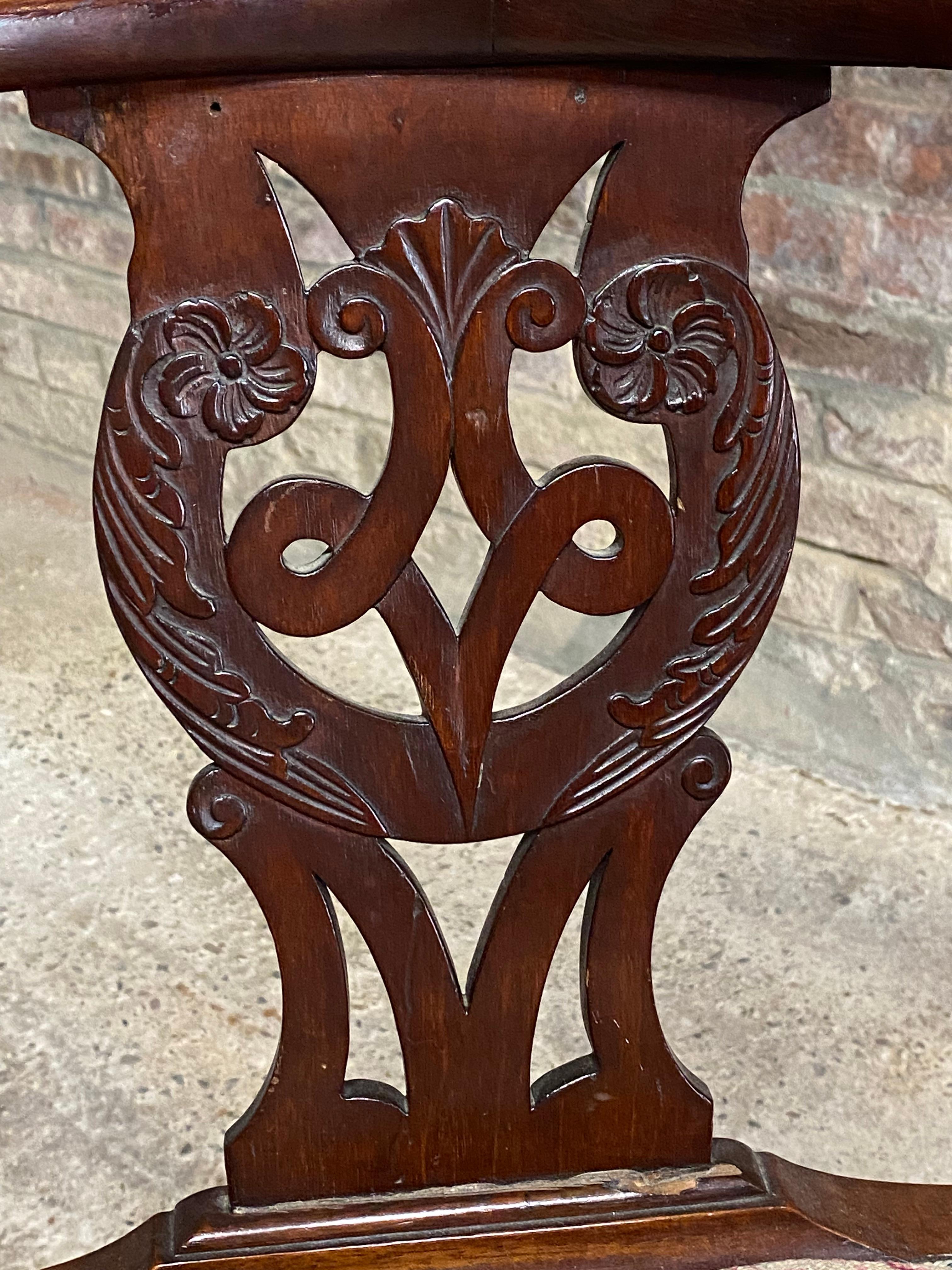 Carved Mahogany Claw and Ball Chippendale Corner Chair 4