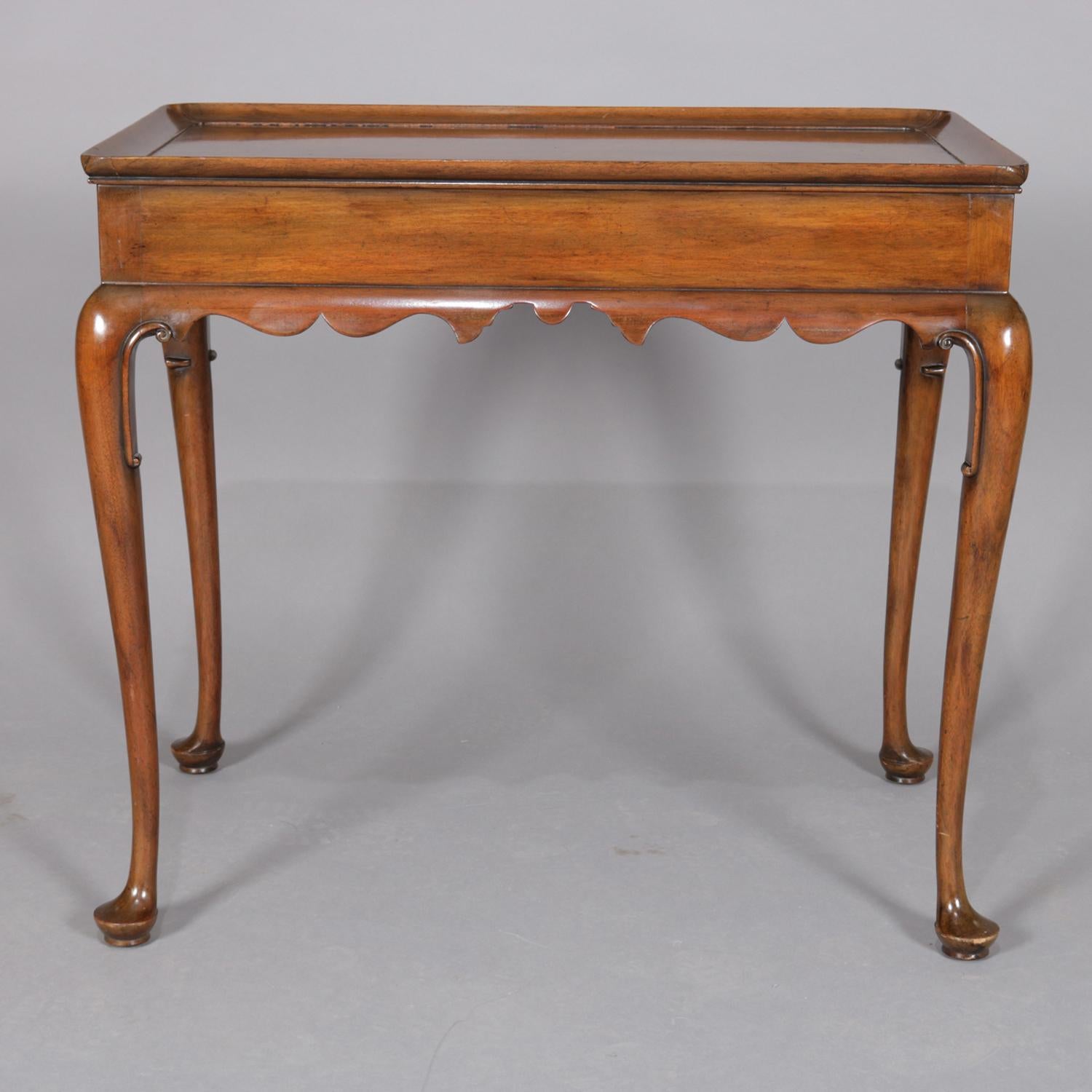 American Carved Mahogany Colonial Williamsburg Tea Table with Slides by Kittinger