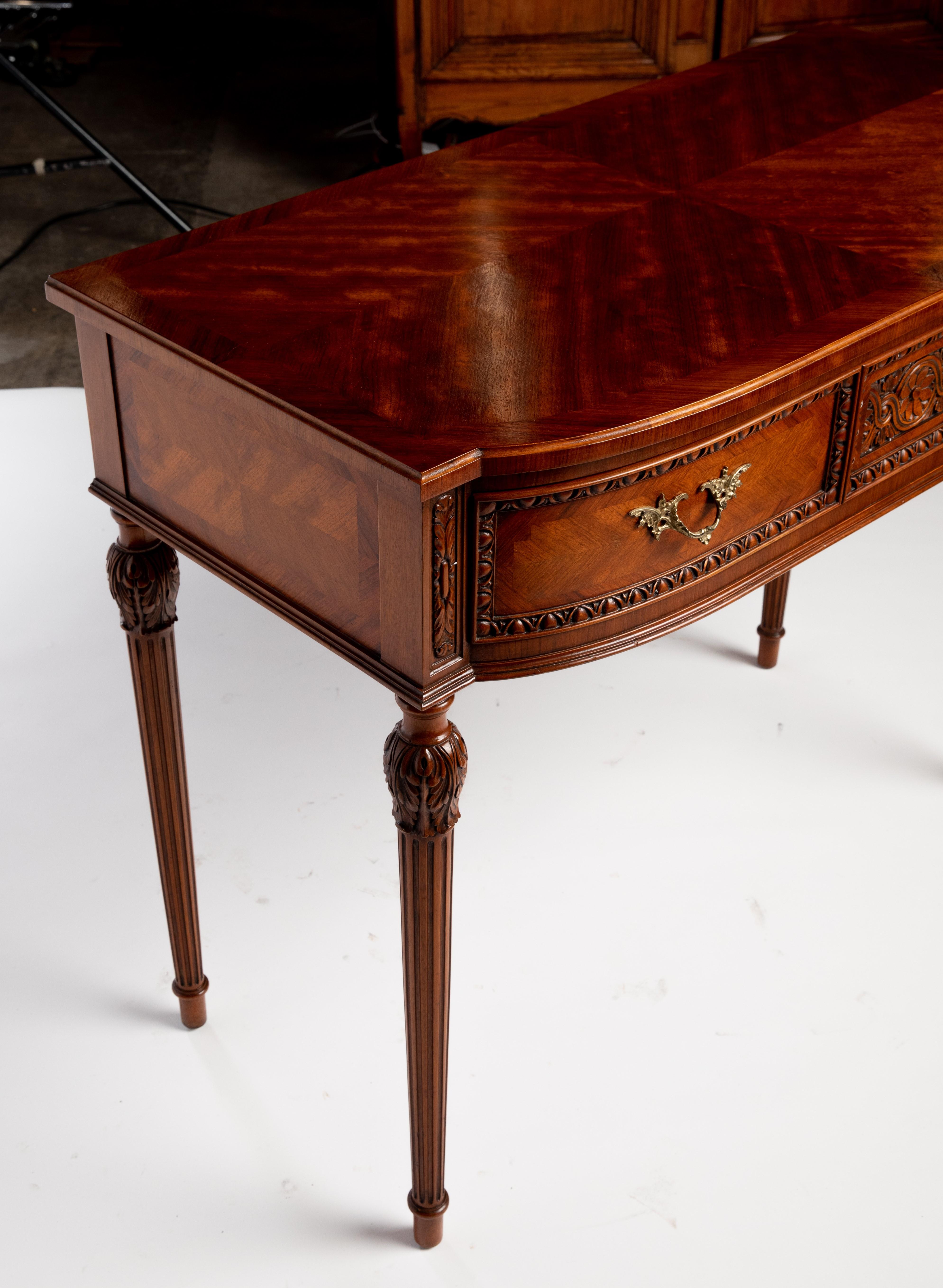 European Carved Mahogany Console Hall Table