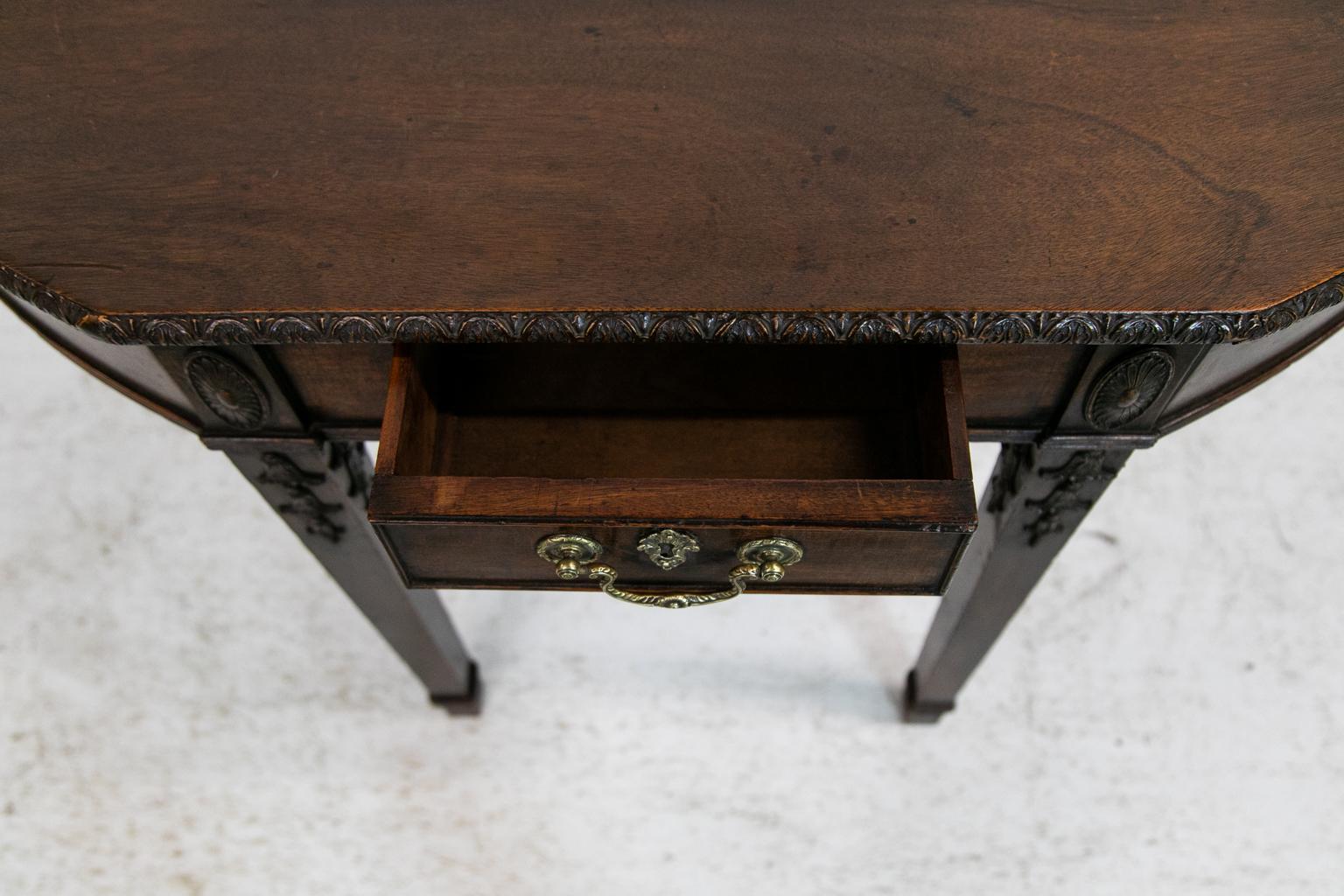 Hand-Carved Carved Mahogany Console Table For Sale