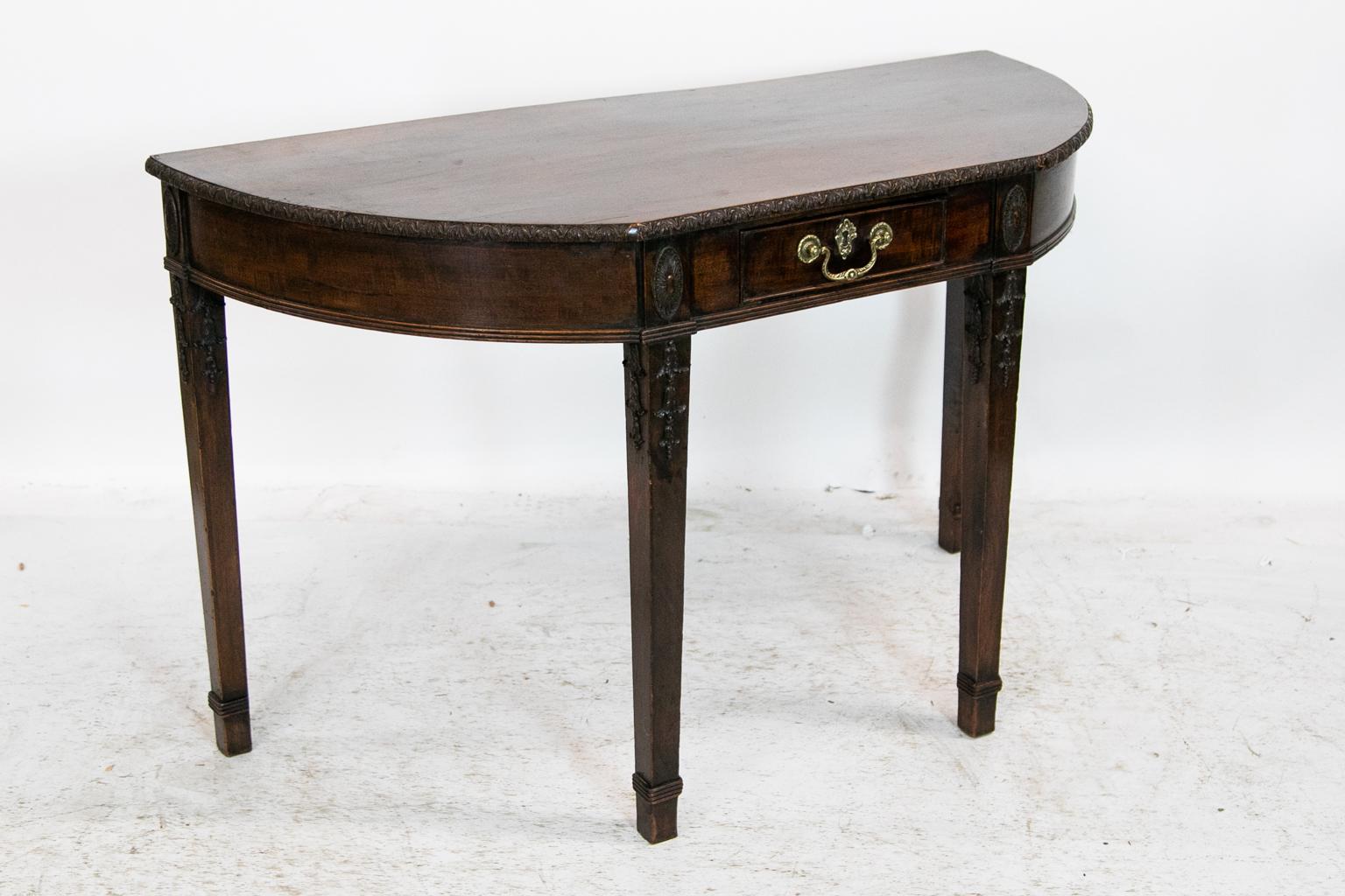 Mid-19th Century Carved Mahogany Console Table For Sale