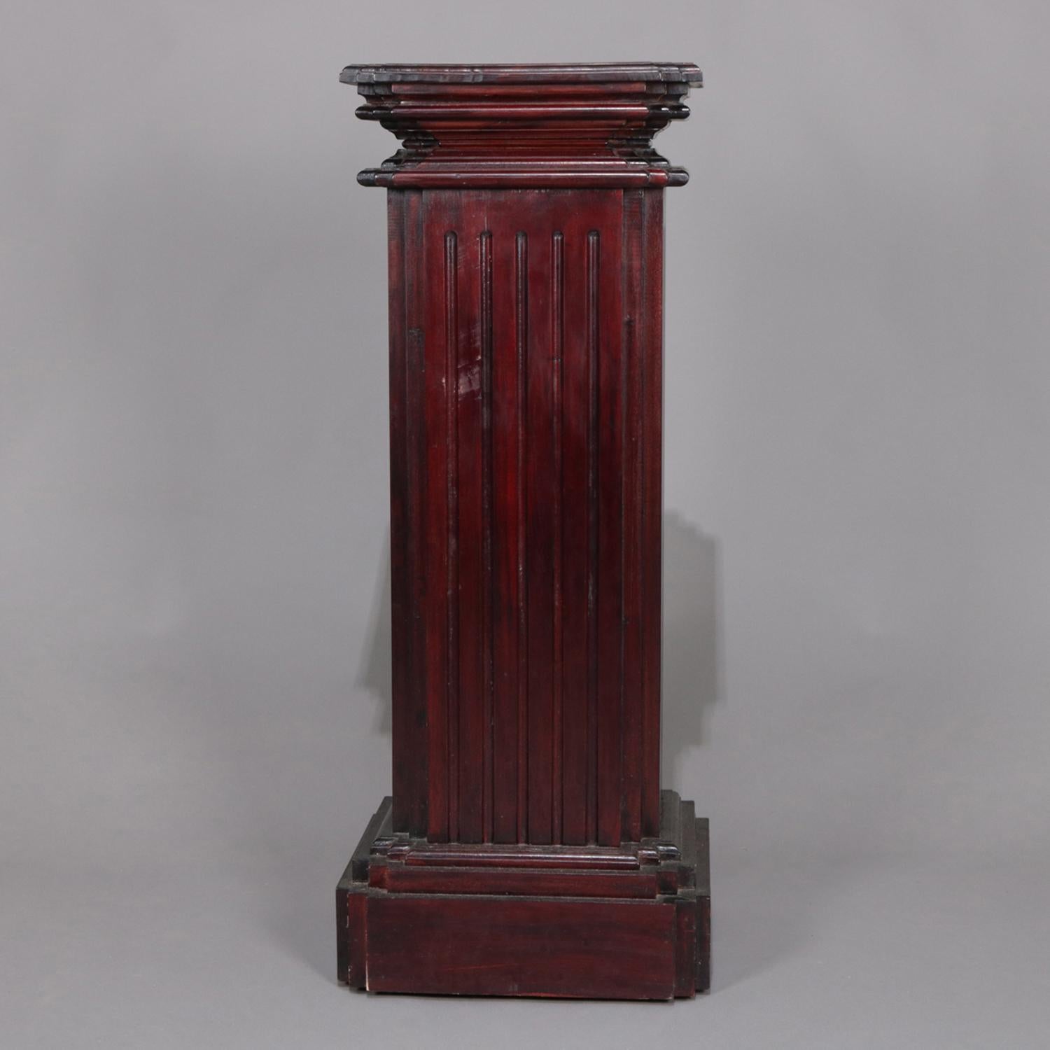Classical Greek Carved Mahogany Corinthian Column Form Sculpture Display Pedestal, 20th Century