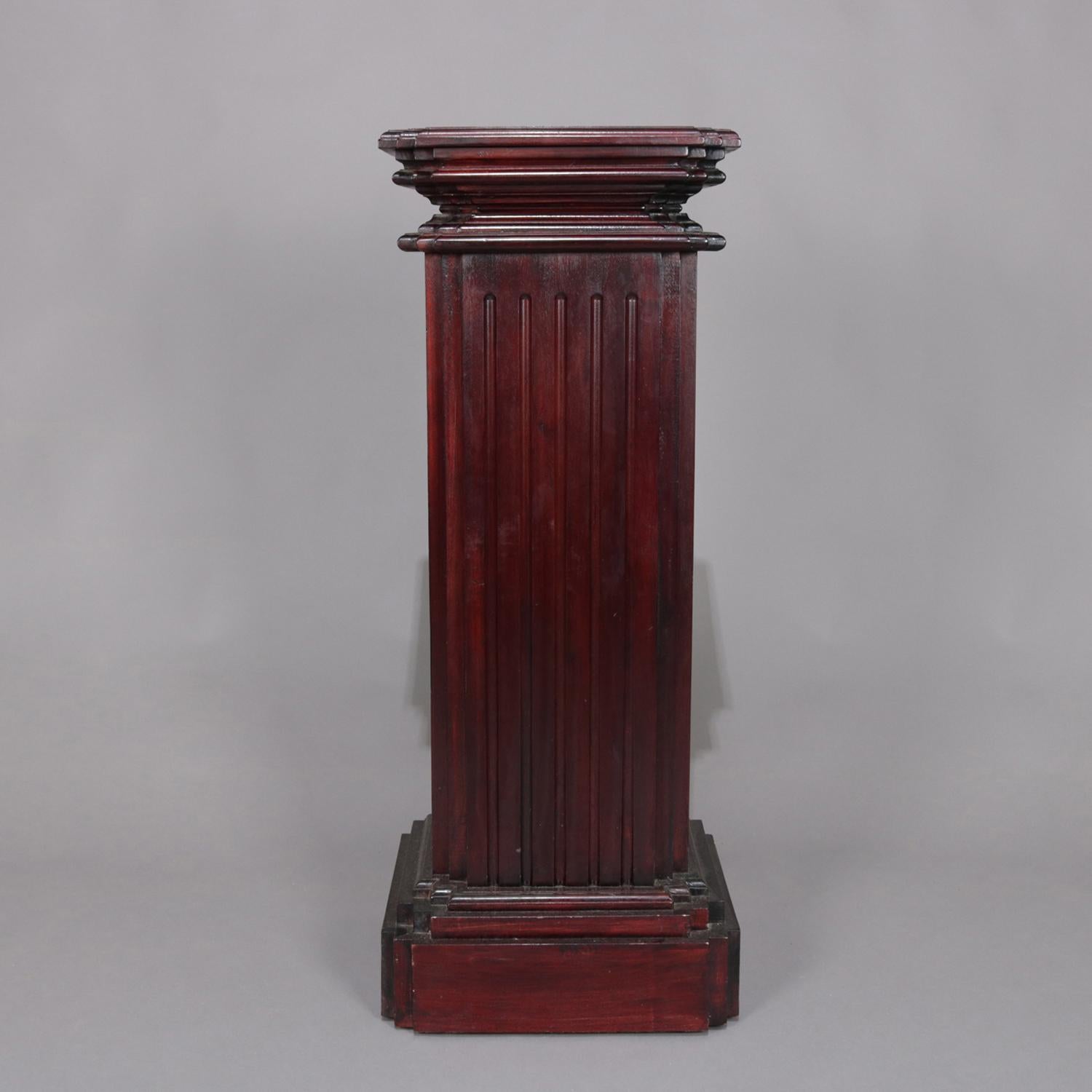 American Carved Mahogany Corinthian Column Form Sculpture Display Pedestal, 20th Century