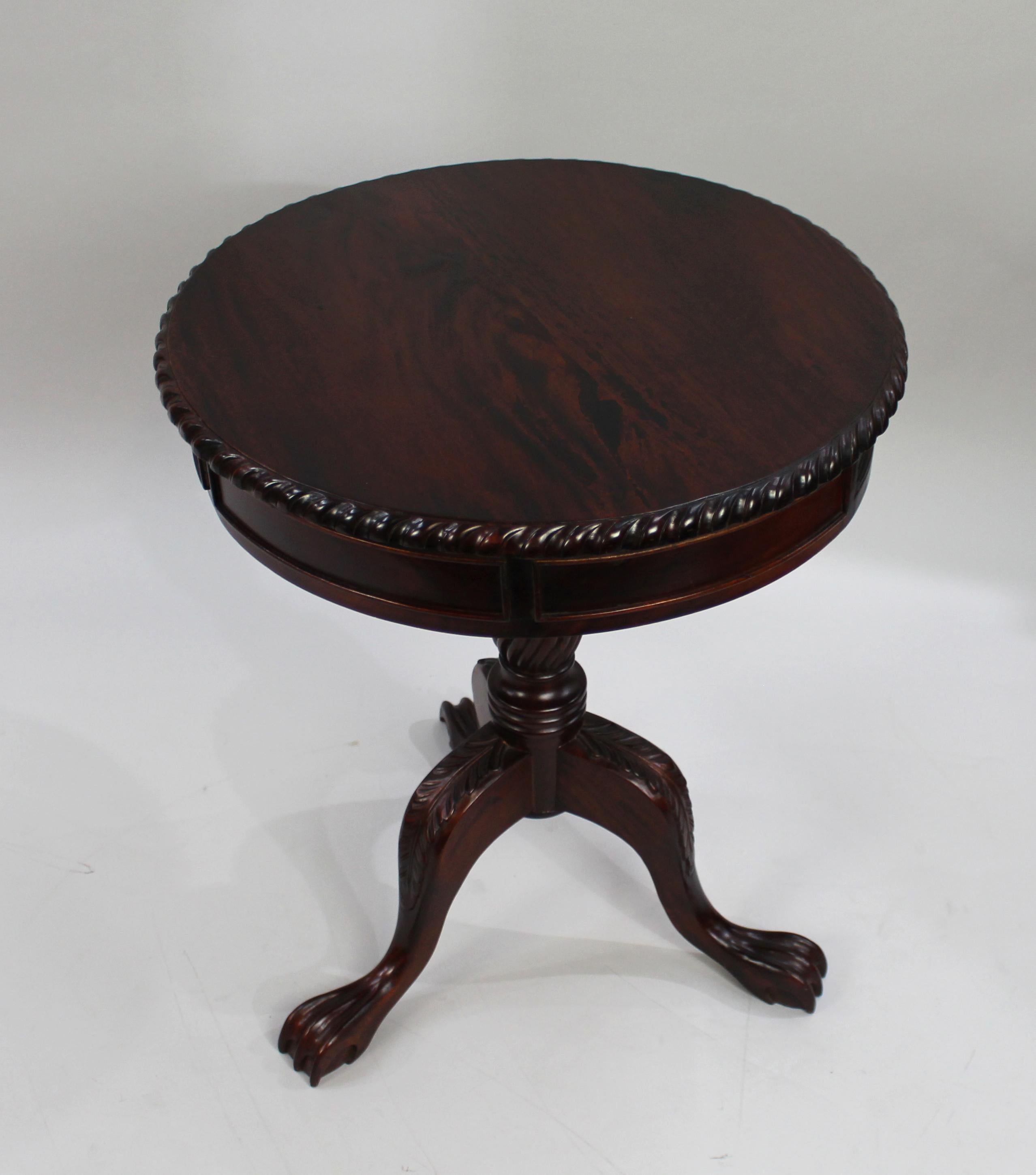 Carved Mahogany Drum Table In Good Condition For Sale In Worcester, GB