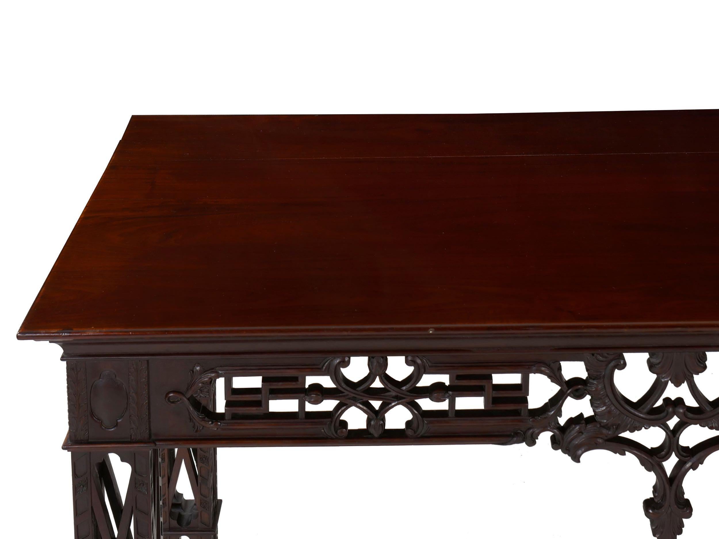 Carved Mahogany English Antique Library Console Table 8
