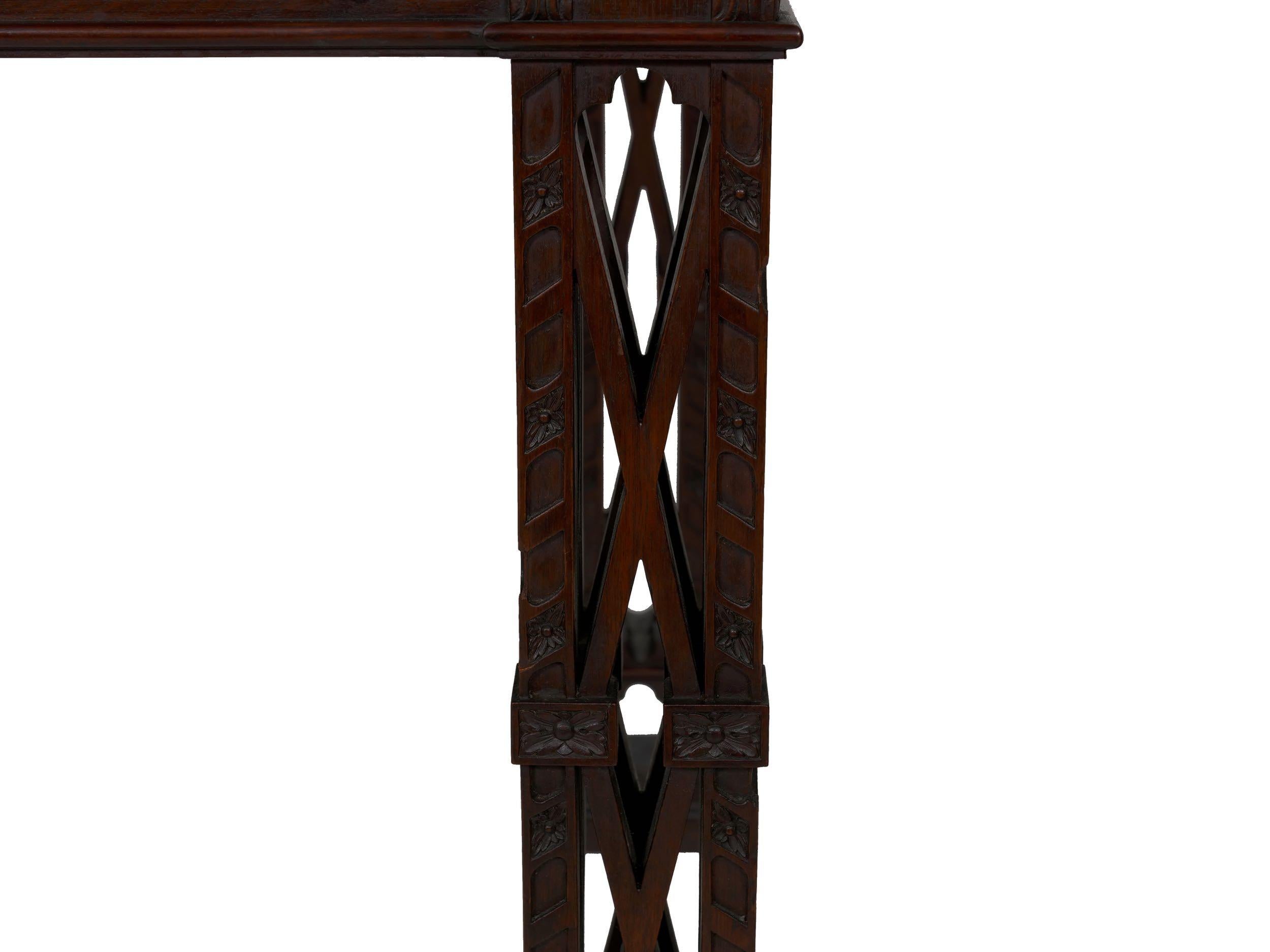 Carved Mahogany English Antique Library Console Table 10