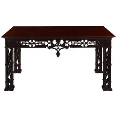 Carved Mahogany English Antique Library Console Table