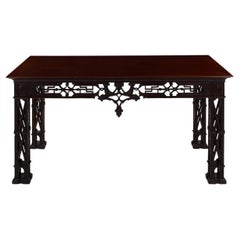 Carved Mahogany English Vintage Library Console Table
