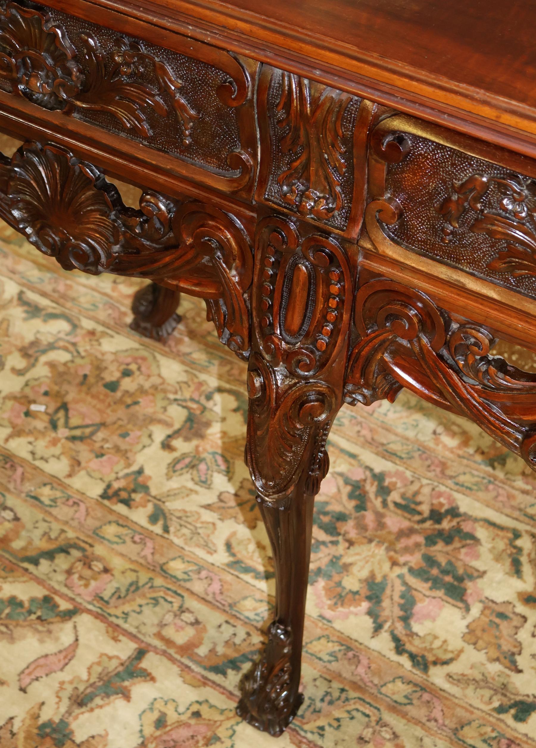Carved Mahogany English Georgian Style Buffet Server Sideboard Circa 1920's For Sale 4