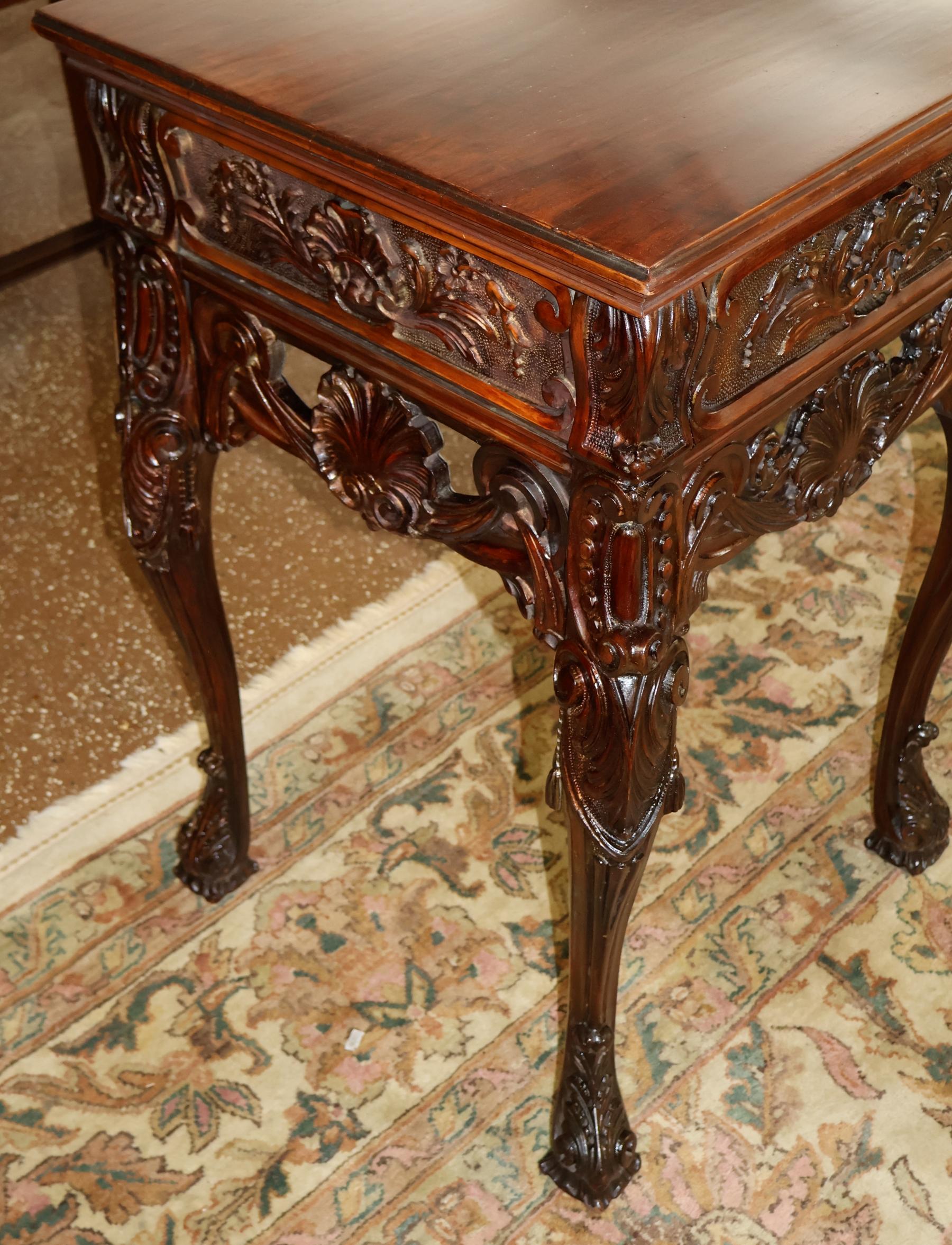 Carved Mahogany English Georgian Style Buffet Server Sideboard Circa 1920's In Good Condition For Sale In Long Branch, NJ