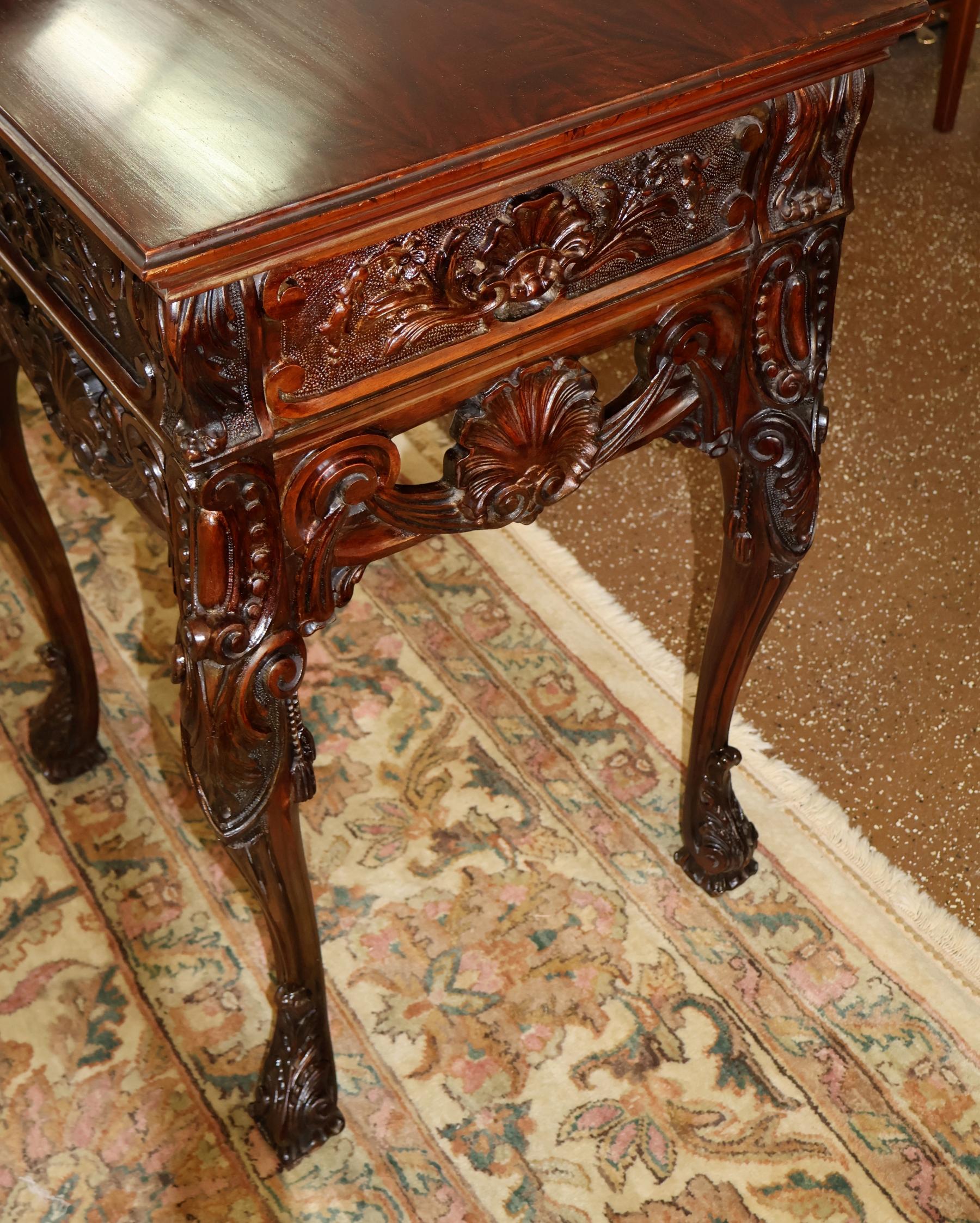 Early 20th Century Carved Mahogany English Georgian Style Buffet Server Sideboard Circa 1920's For Sale