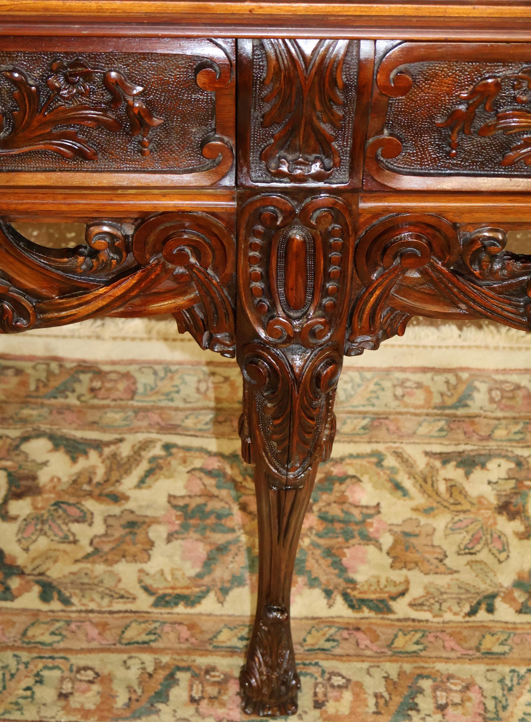 Carved Mahogany English Georgian Style Buffet Server Sideboard Circa 1920's For Sale 2