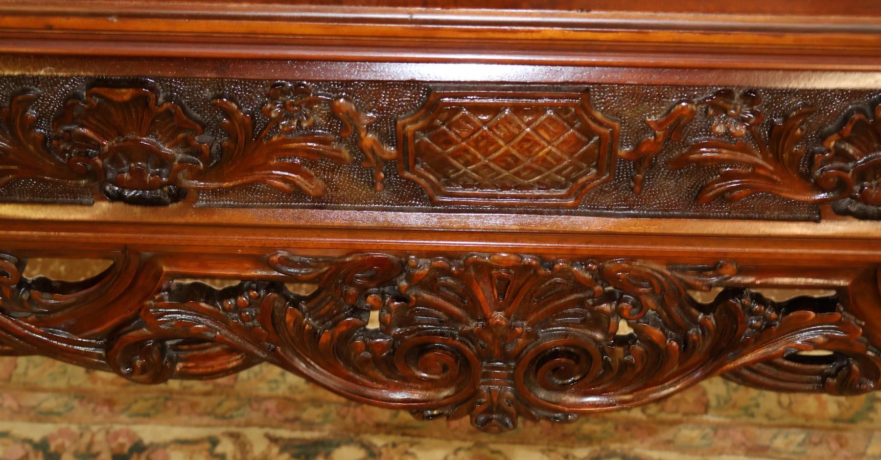 Carved Mahogany English Georgian Style Buffet Server Sideboard Circa 1920's For Sale 3