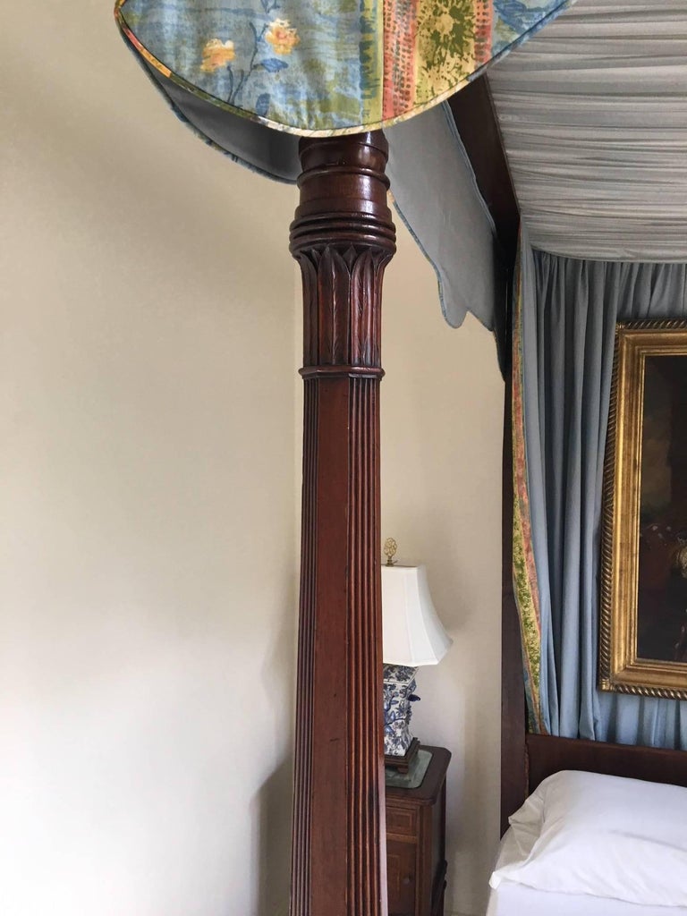 Carved Mahogany Four  Poster  Bed  with Canopy  19th Century 