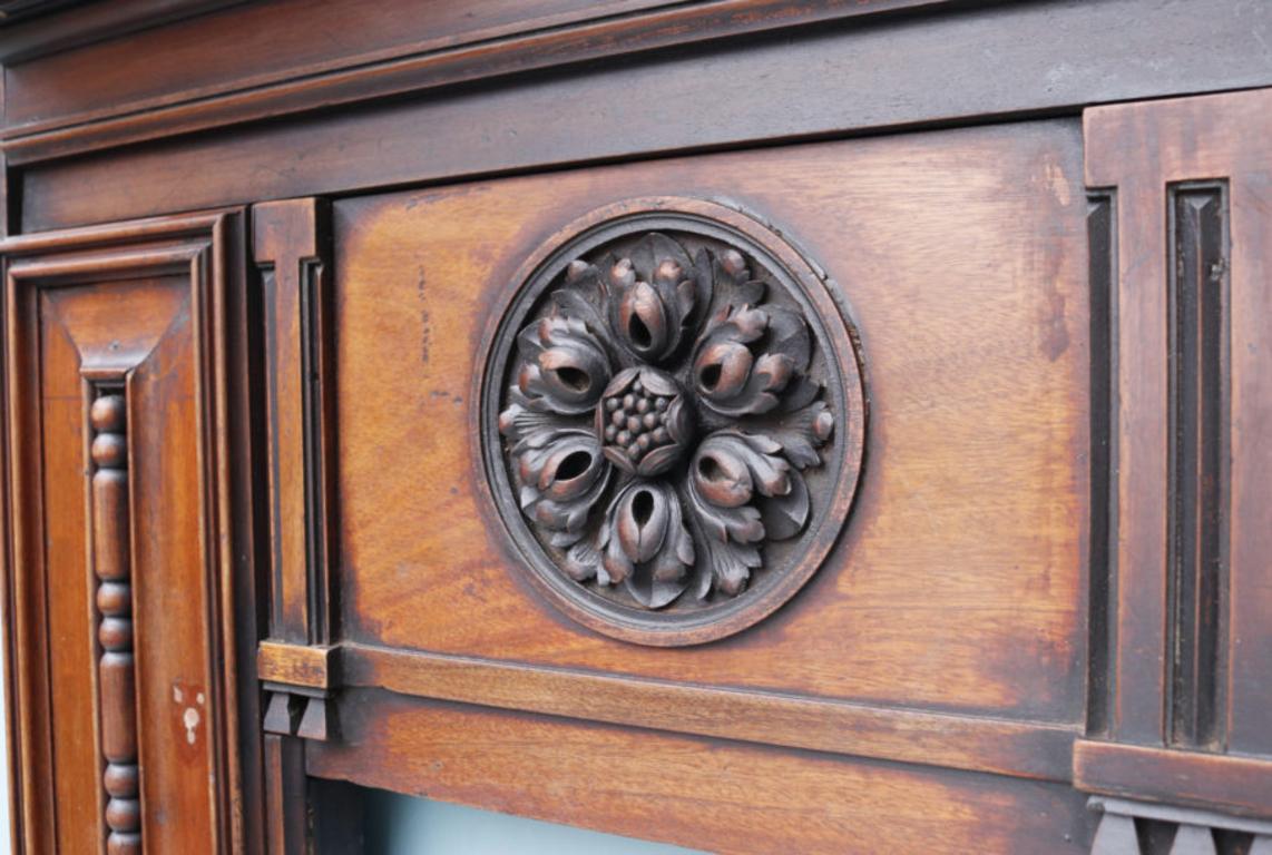 19th Century Carved Mahogany Georgian Style Reclaimed Mantel For Sale