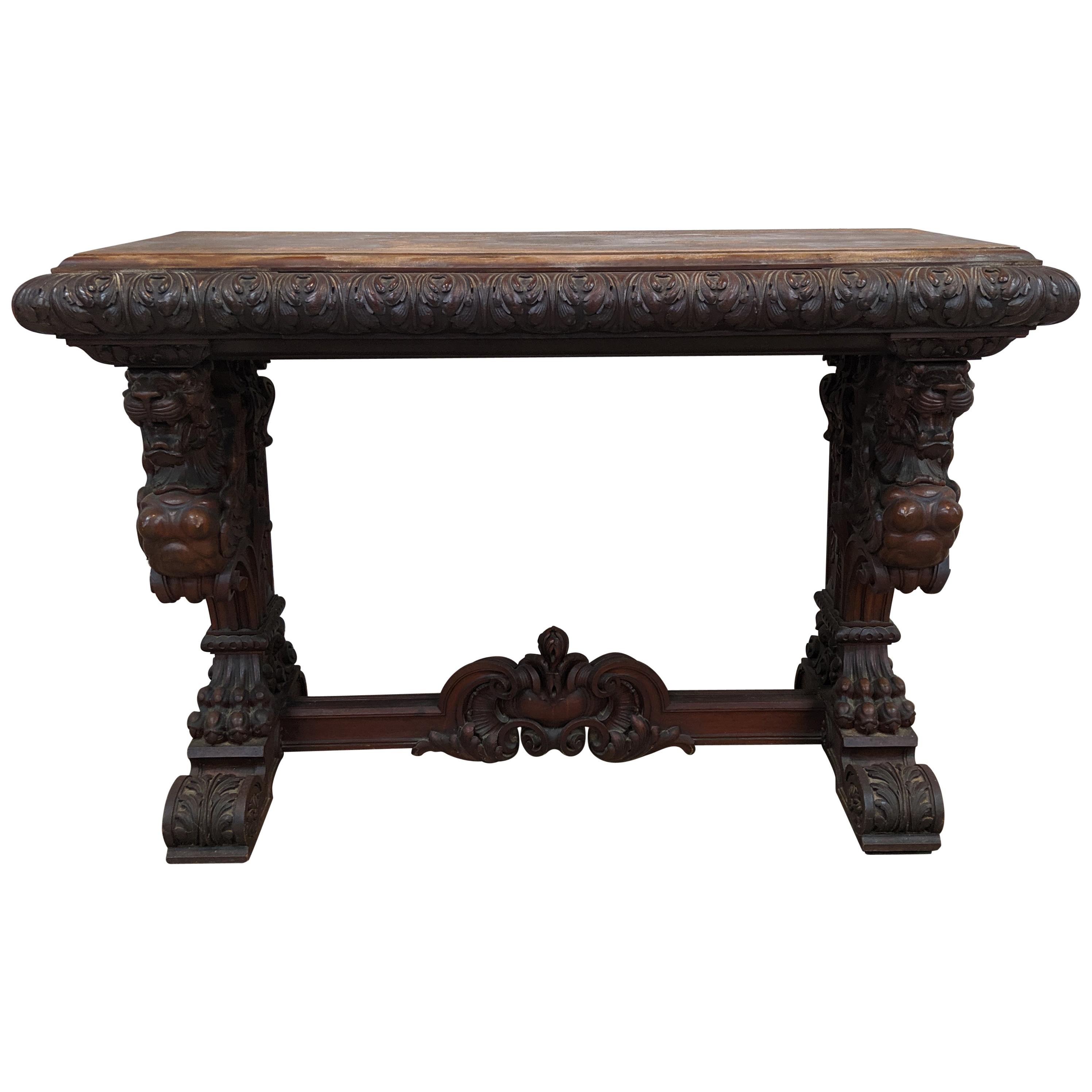 Carved Mahogany Griffin Console