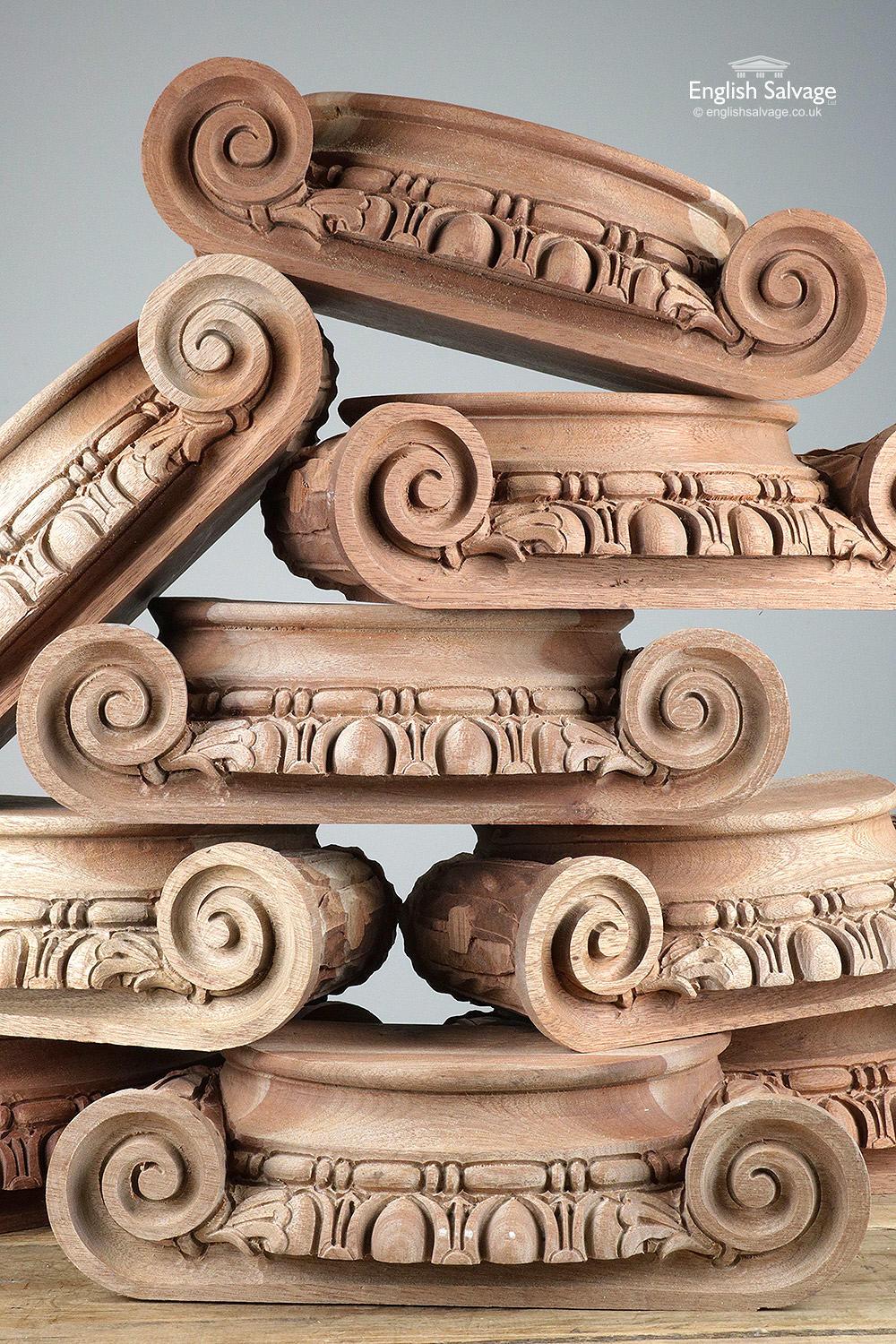 European Carved Mahogany Half Pillar Tops or Corbels, 20th Century For Sale