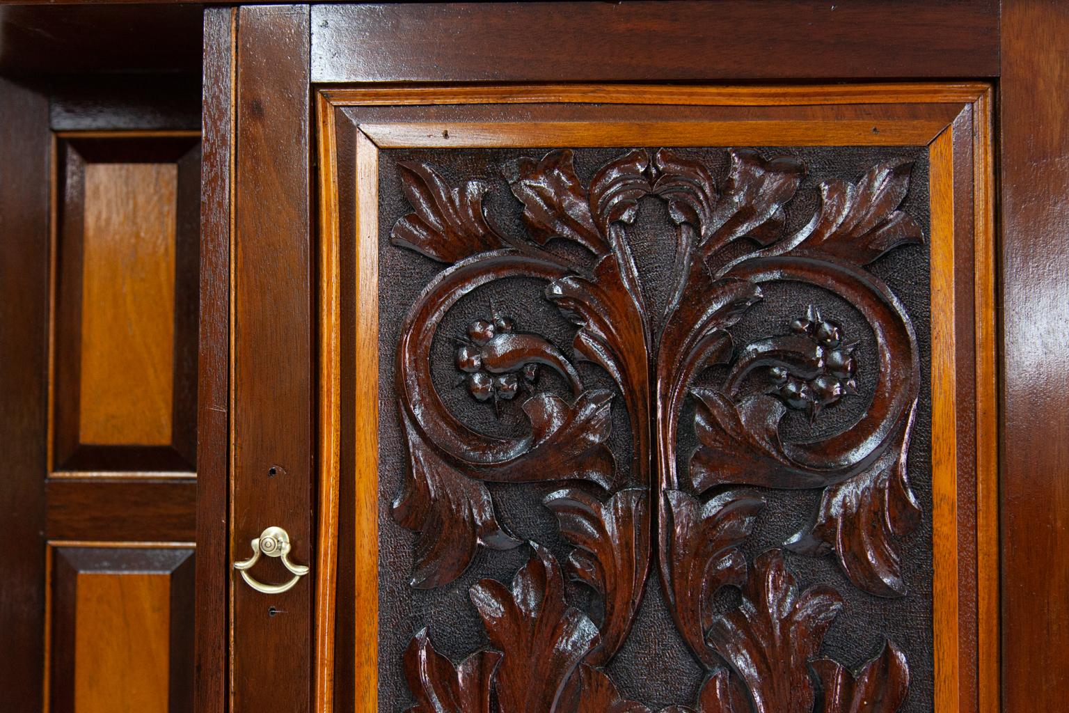 Hand-Carved Carved Mahogany Hanging Cabinet