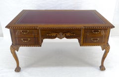 Carved Mahogany Leather Top Ball & Claw Writing Table Executive Desk MINT!