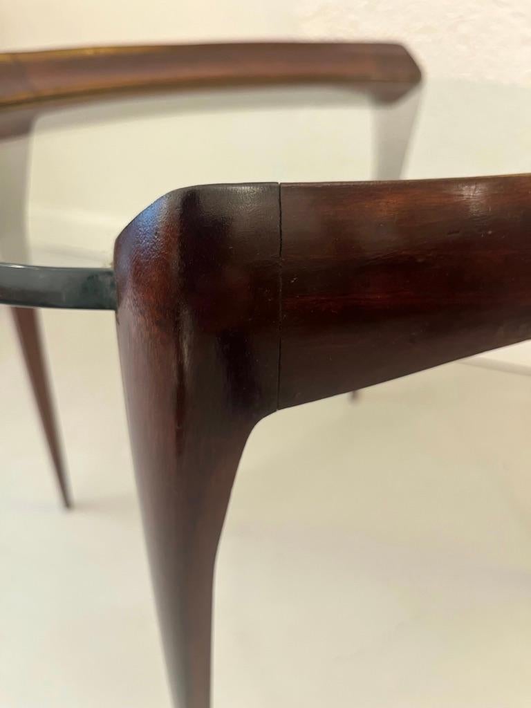 Carved Mahogany Legs & Glass Top Side Table by Max Ingrand, Fontana Arte ca.1952 For Sale 4