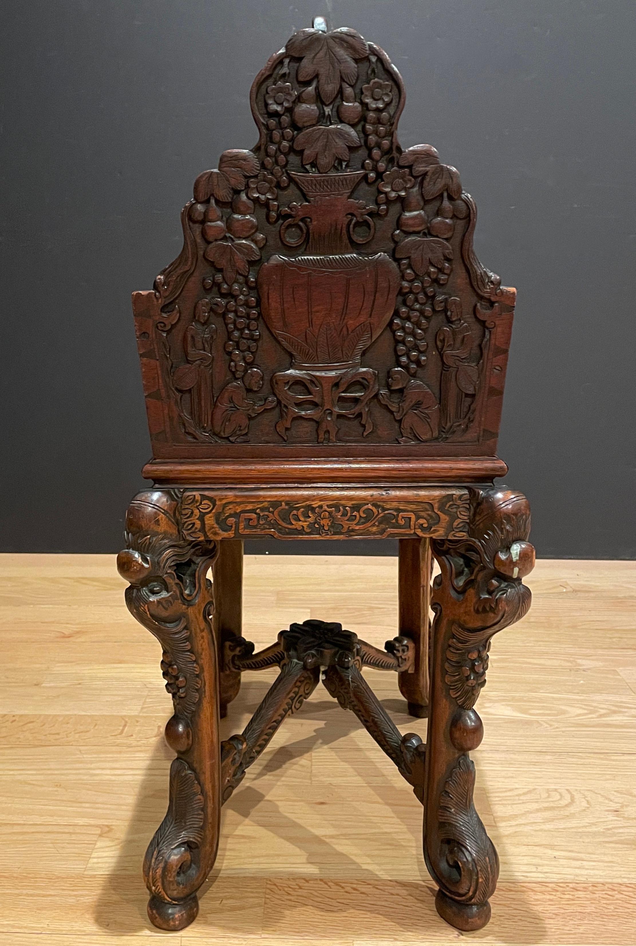Hand-Carved Carved  Chinoiserie Magazine Rack For Sale