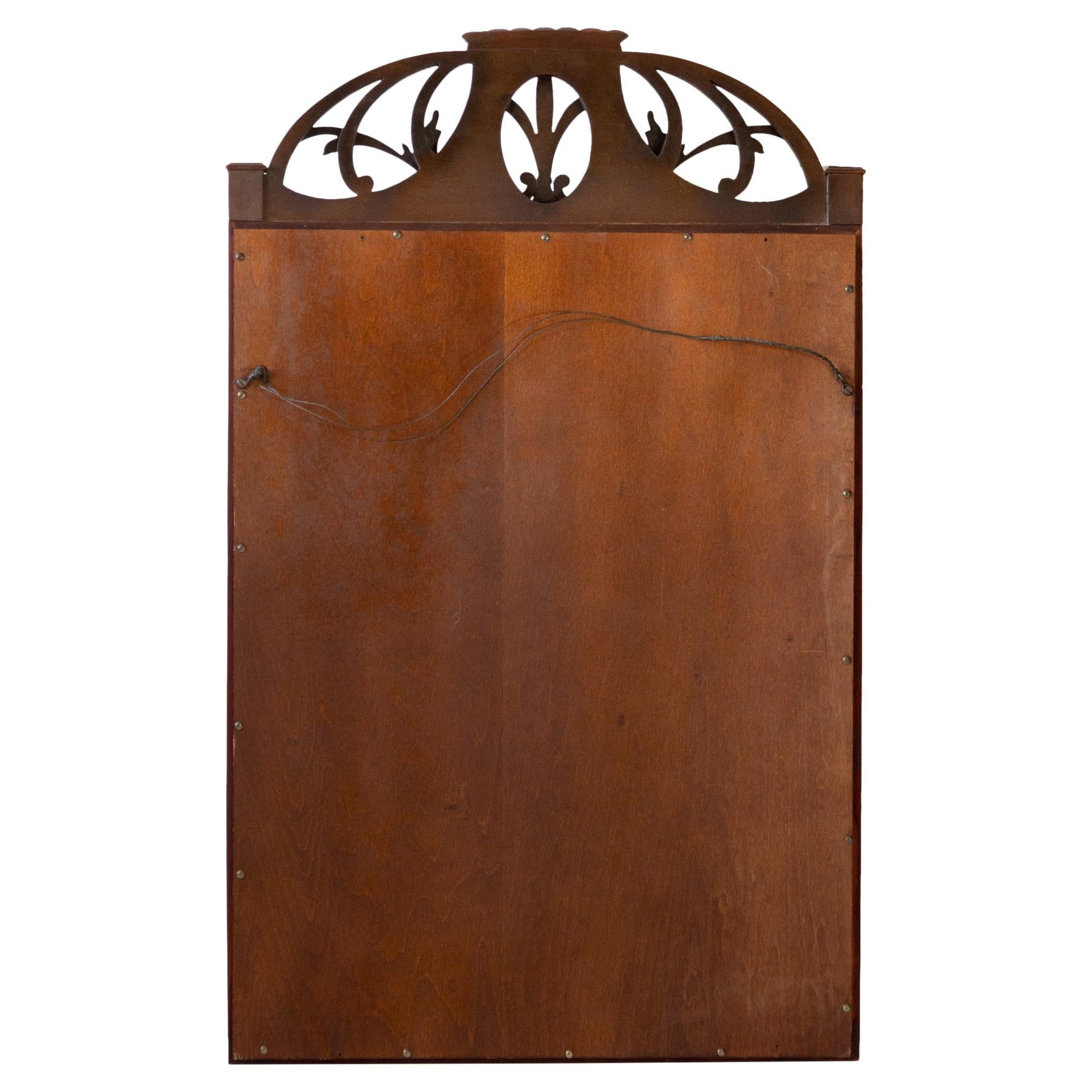 20th Century Carved Mahogany Parcel Gilt Wheat Sheaf Coronet Crest Mirror