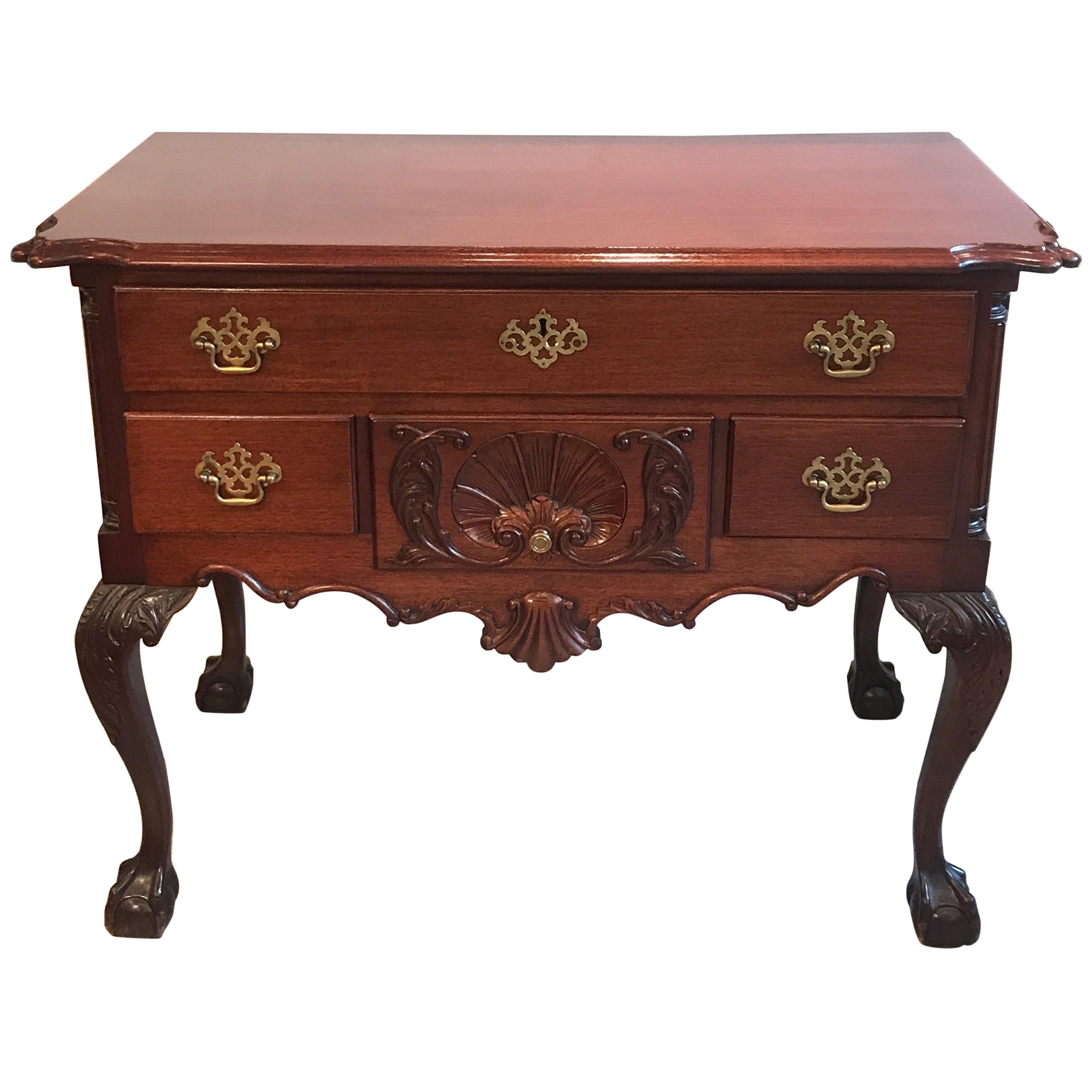 Carved Mahogany Philadelphia Chippendale Style Lowboy For Sale