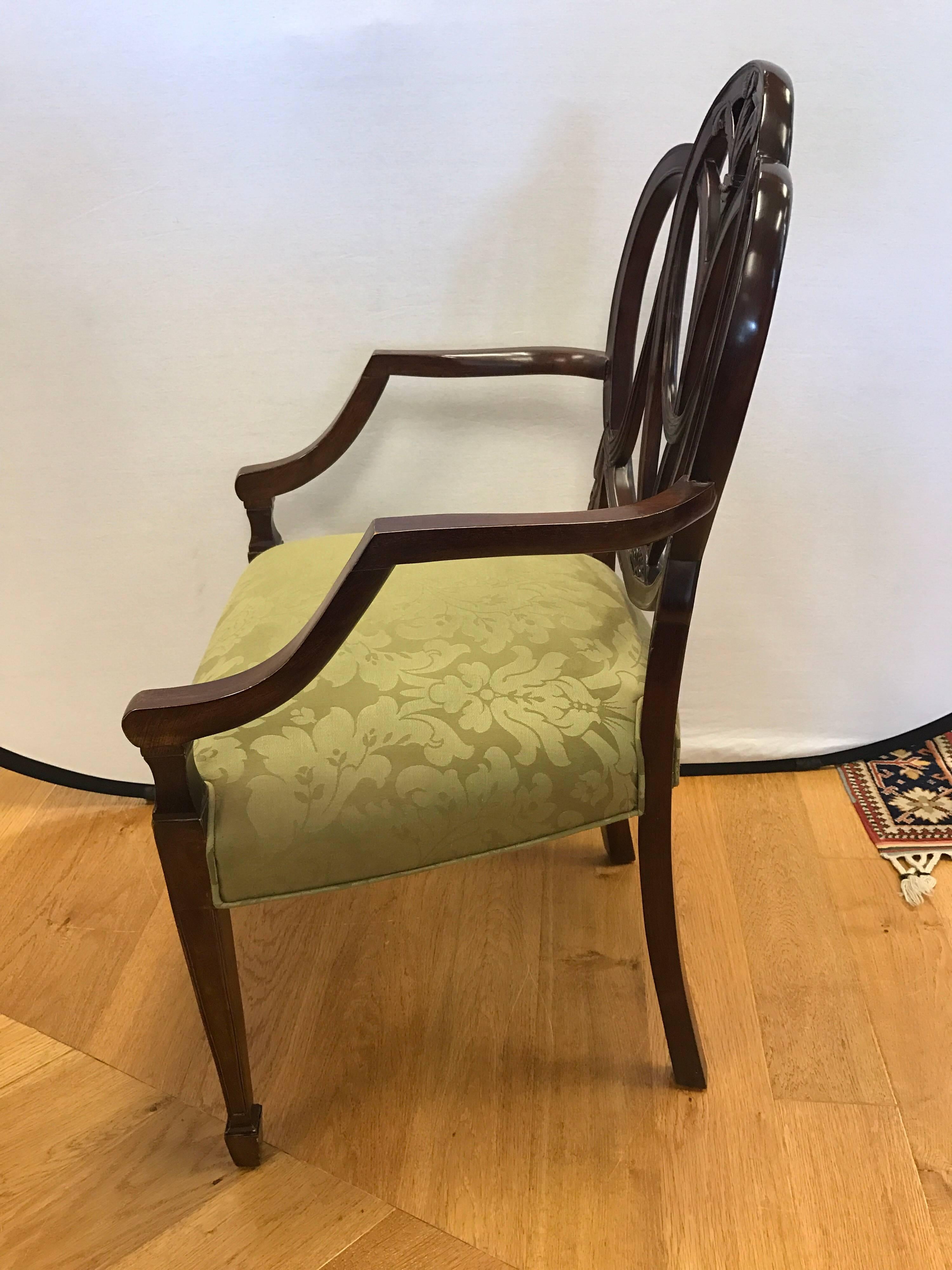 Late 20th Century Carved Mahogany Plume Shield Back Armchair